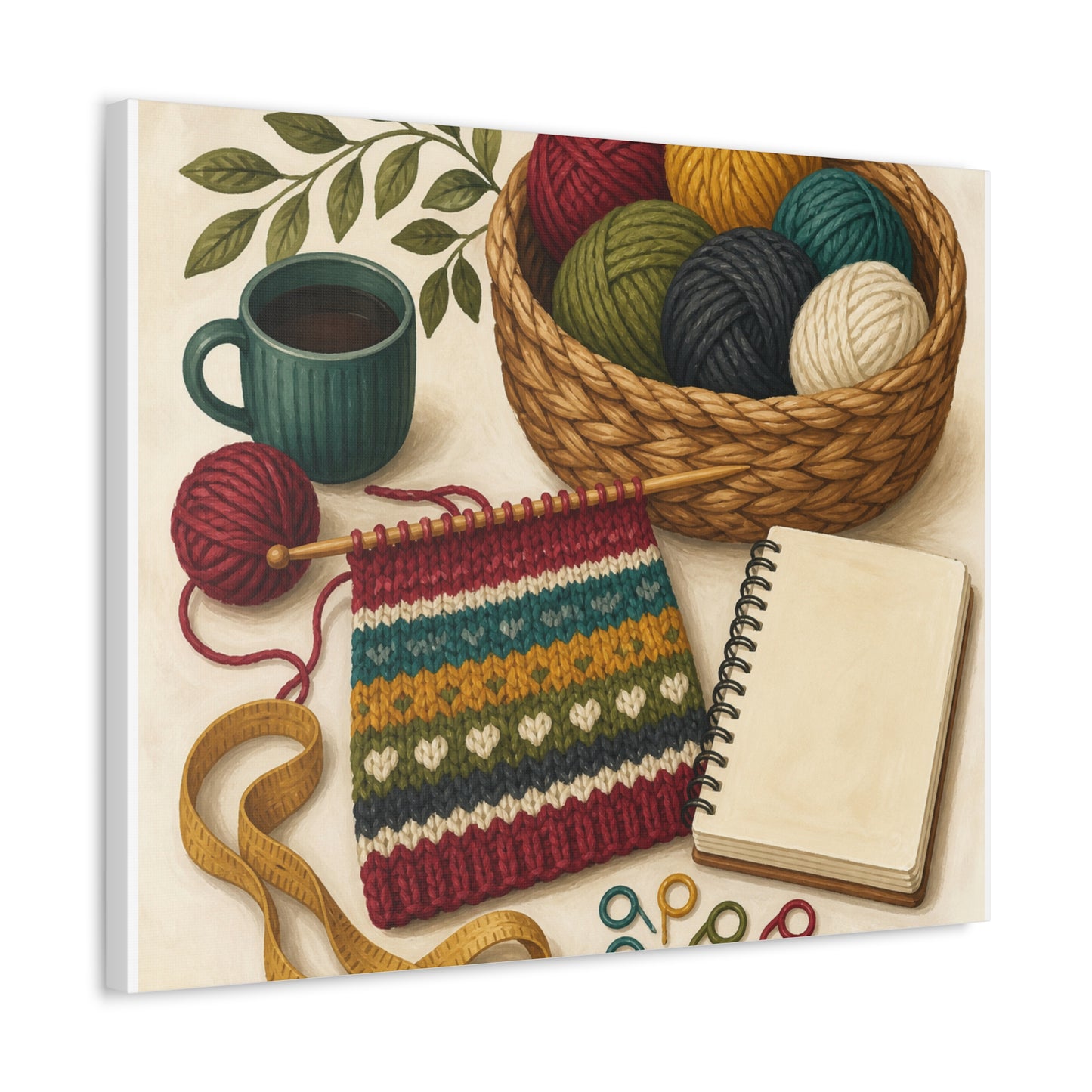 Cozy Knitting and Yarn Hobby Art Canvas Art