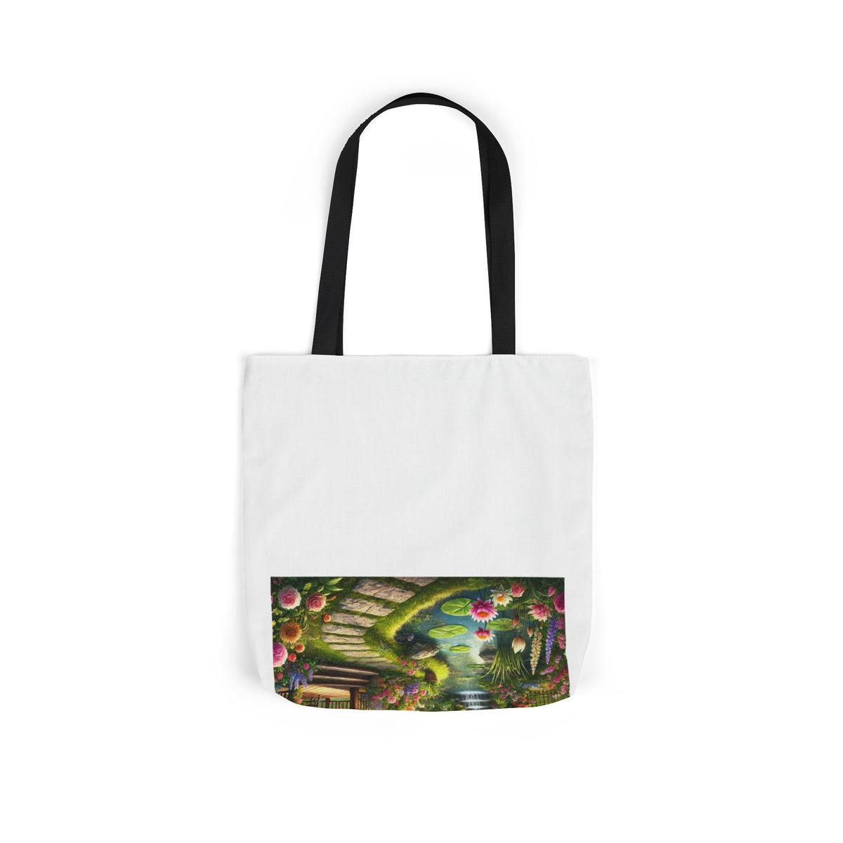 Sunlit Rose Gazebo Cottage Garden Canvas Tote Bag