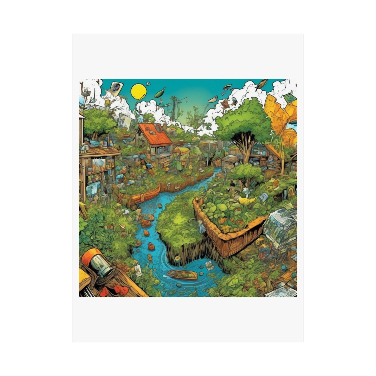 Whimsical Garden Stream Nature Gift Art Poster