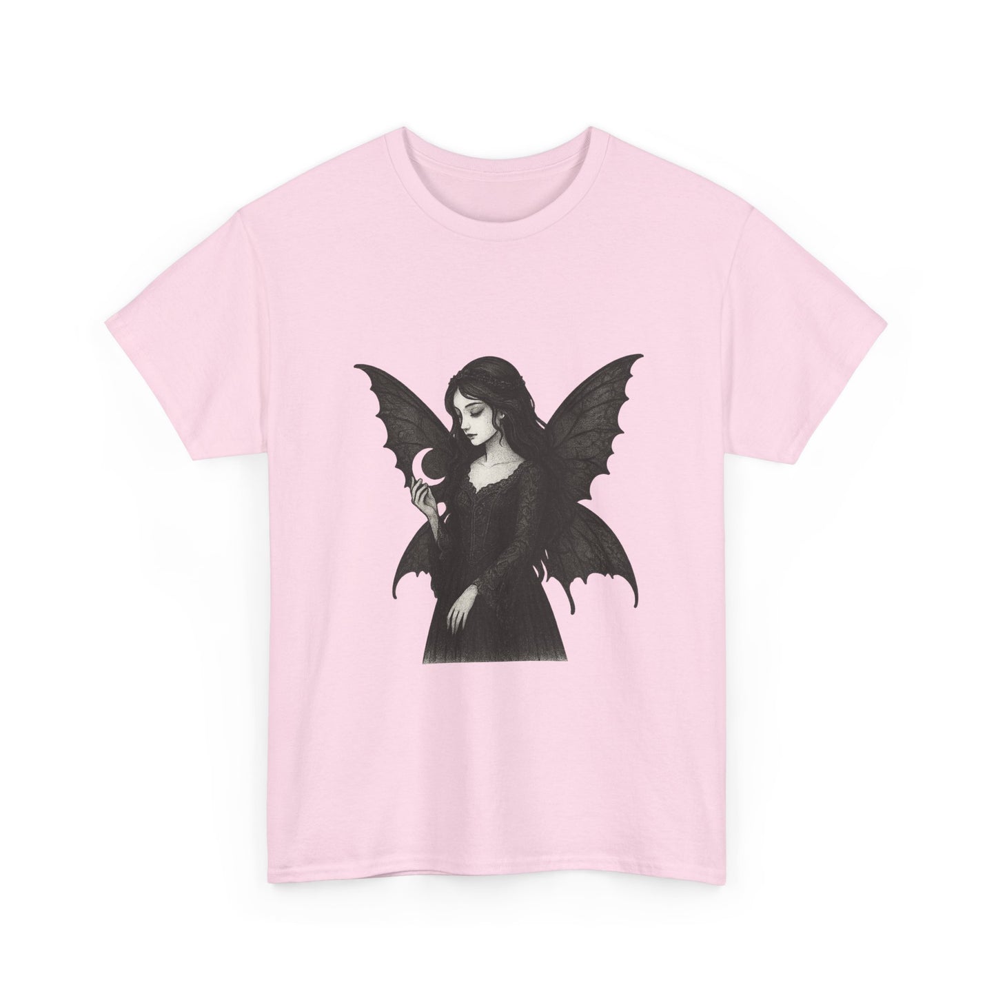 Gothic Fairy Tee, Unisex Cotton T-Shirt with Bat Wings, Forest Aesthetic Shirt, Perfect for Halloween, Casual Wear, Emo Witch