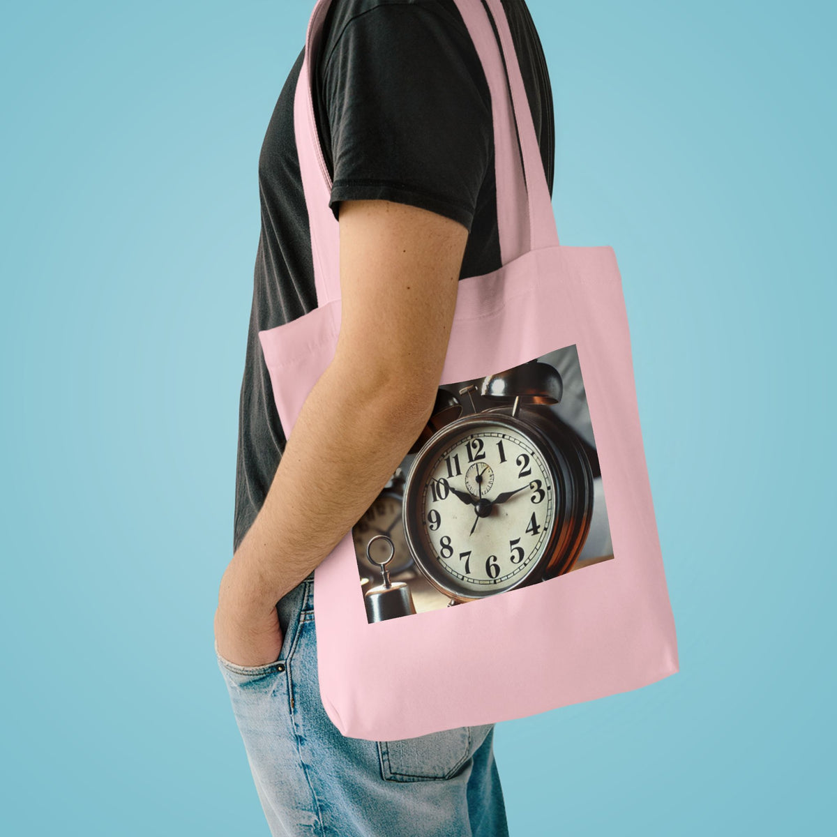 Vintage Alarm Clock Morning Routine Timekeeper Tote Bag