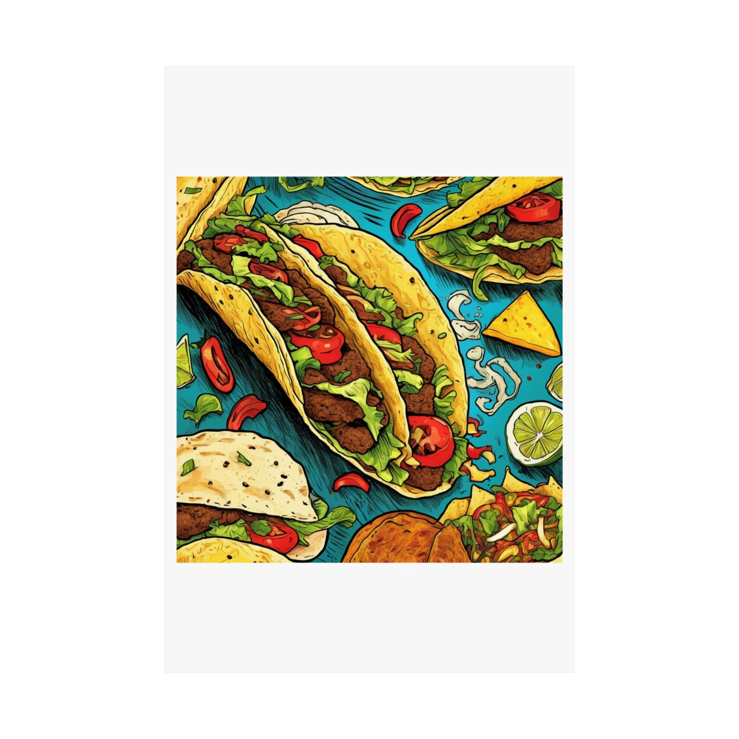 Taco Party Pattern Foodie Gift Art Poster