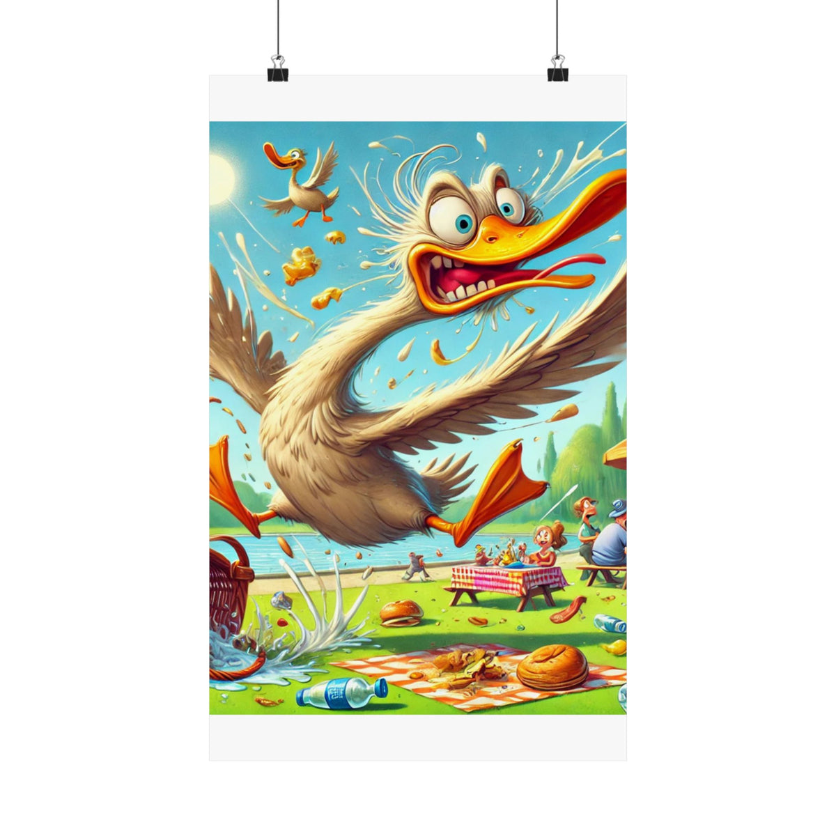 Chaotic Picnic Duck Funny Summer Wall Art Poster