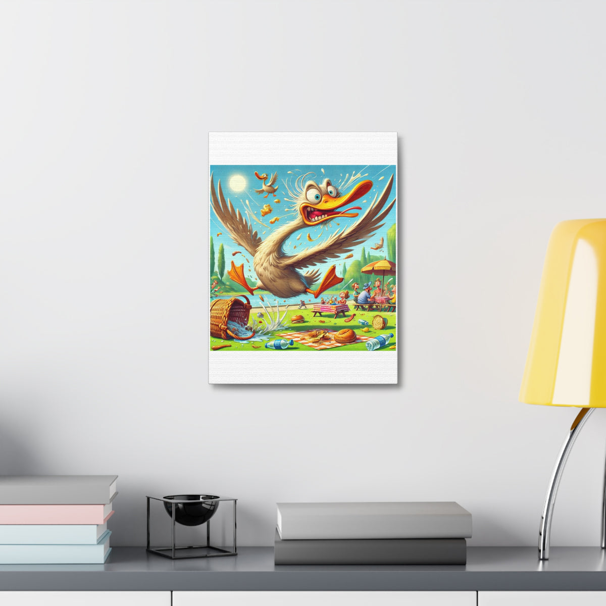 Chaotic Picnic Duck Funny Summer Canvas Wall Art