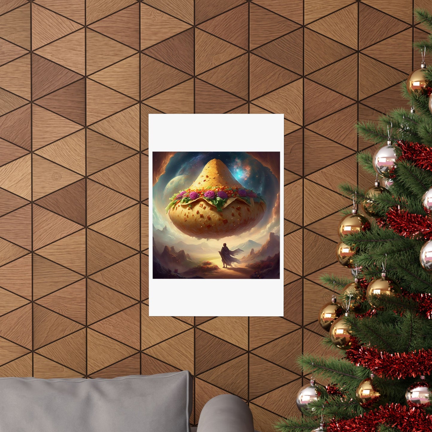 Cosmic Taco Planetoid Surreal Food Fantasy Art Poster