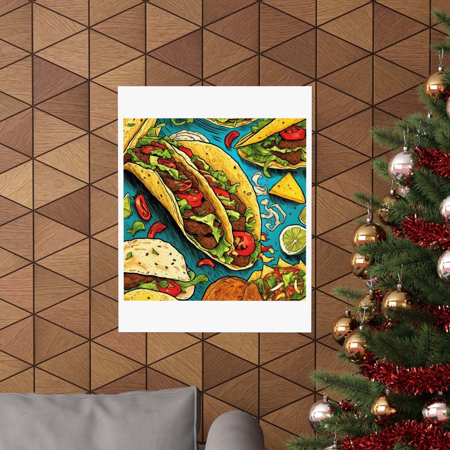 Taco Party Pattern Foodie Gift Art Poster