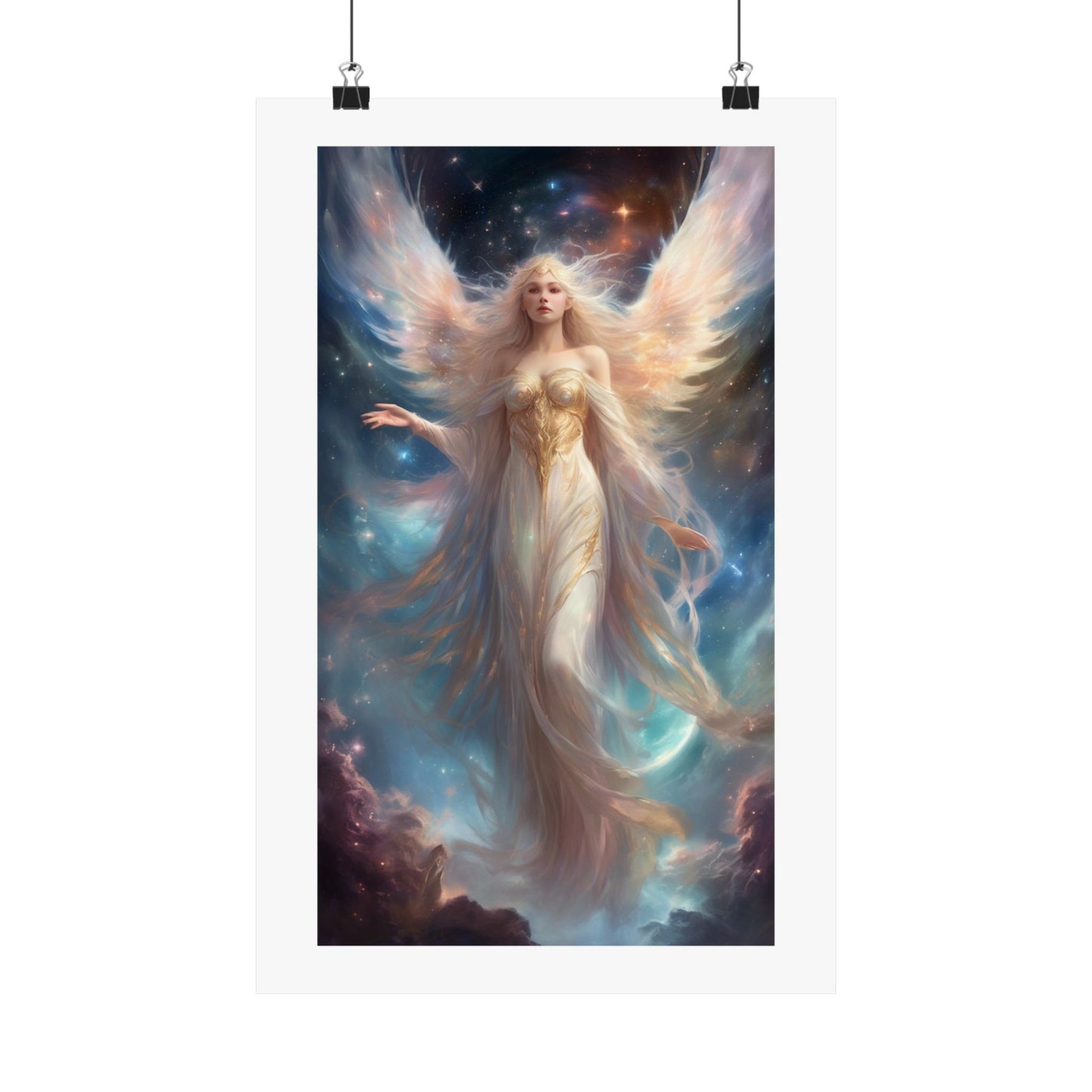 Celestial Winged Heroine Fantasy Portrait Poster