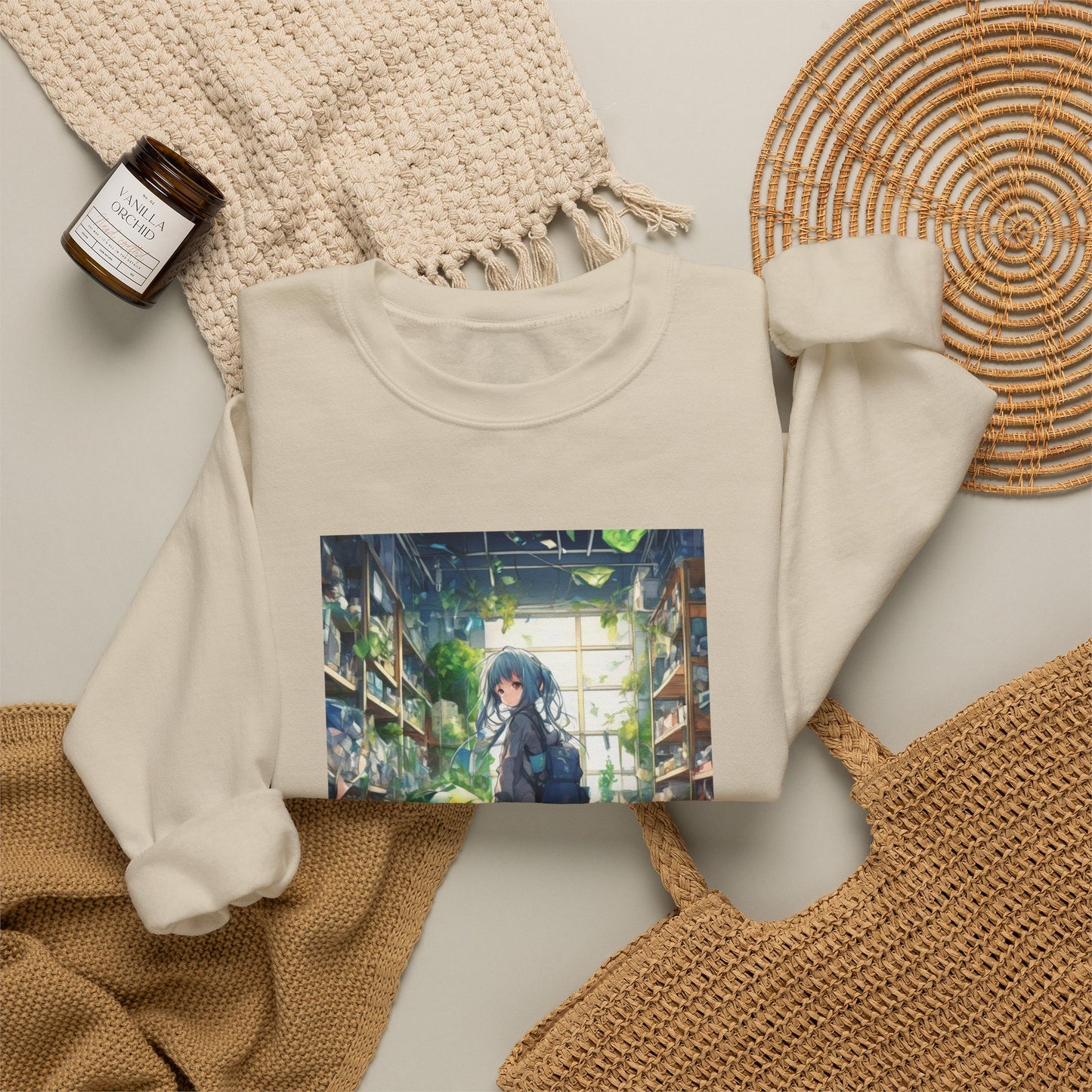 Green Recycling Alley Anime Girl Green Art Sweatshirt