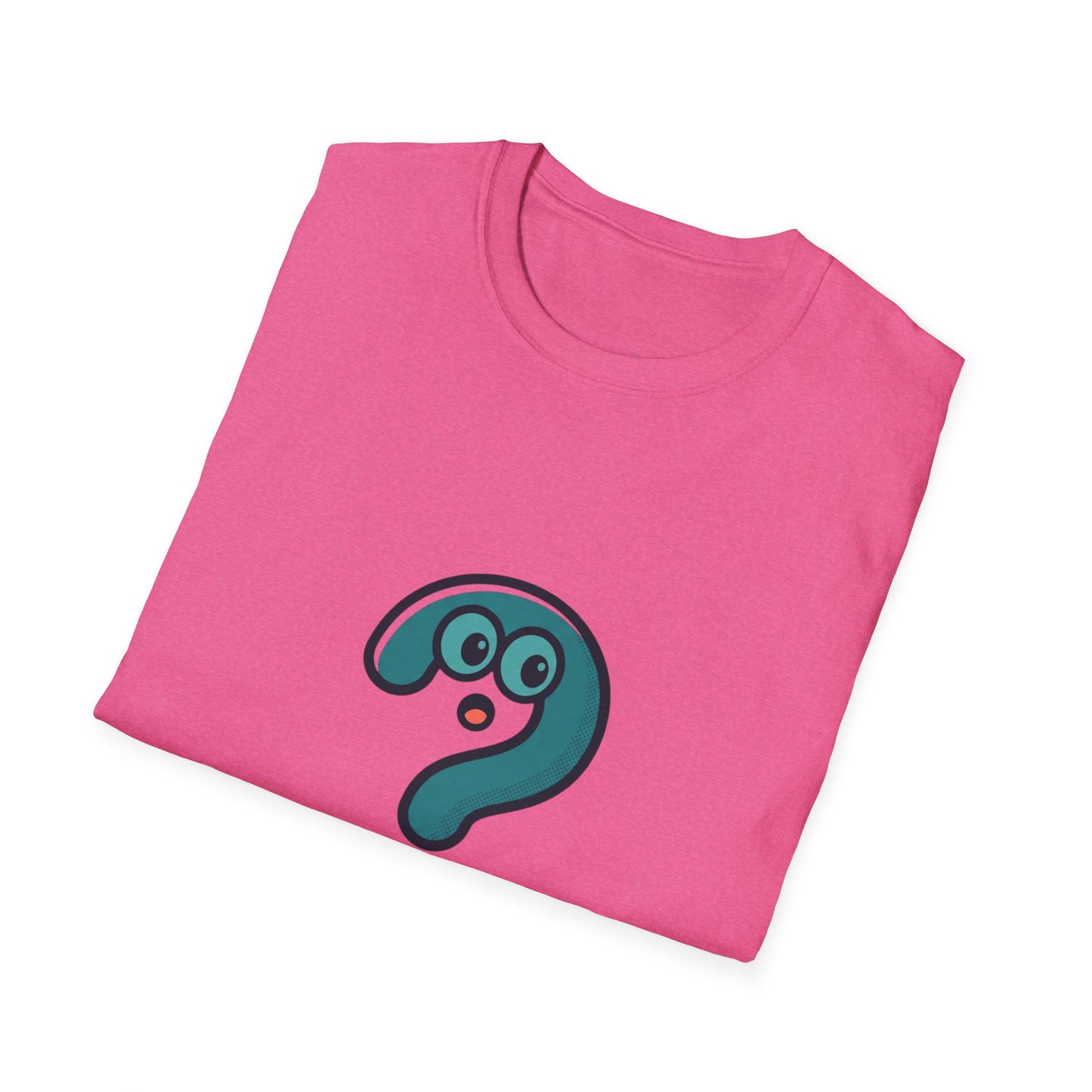 Confused Question Mark Character T-Shirt | Funny “Huh?” Cartoon Graphic Tee, Silly Expression Humor Shirt