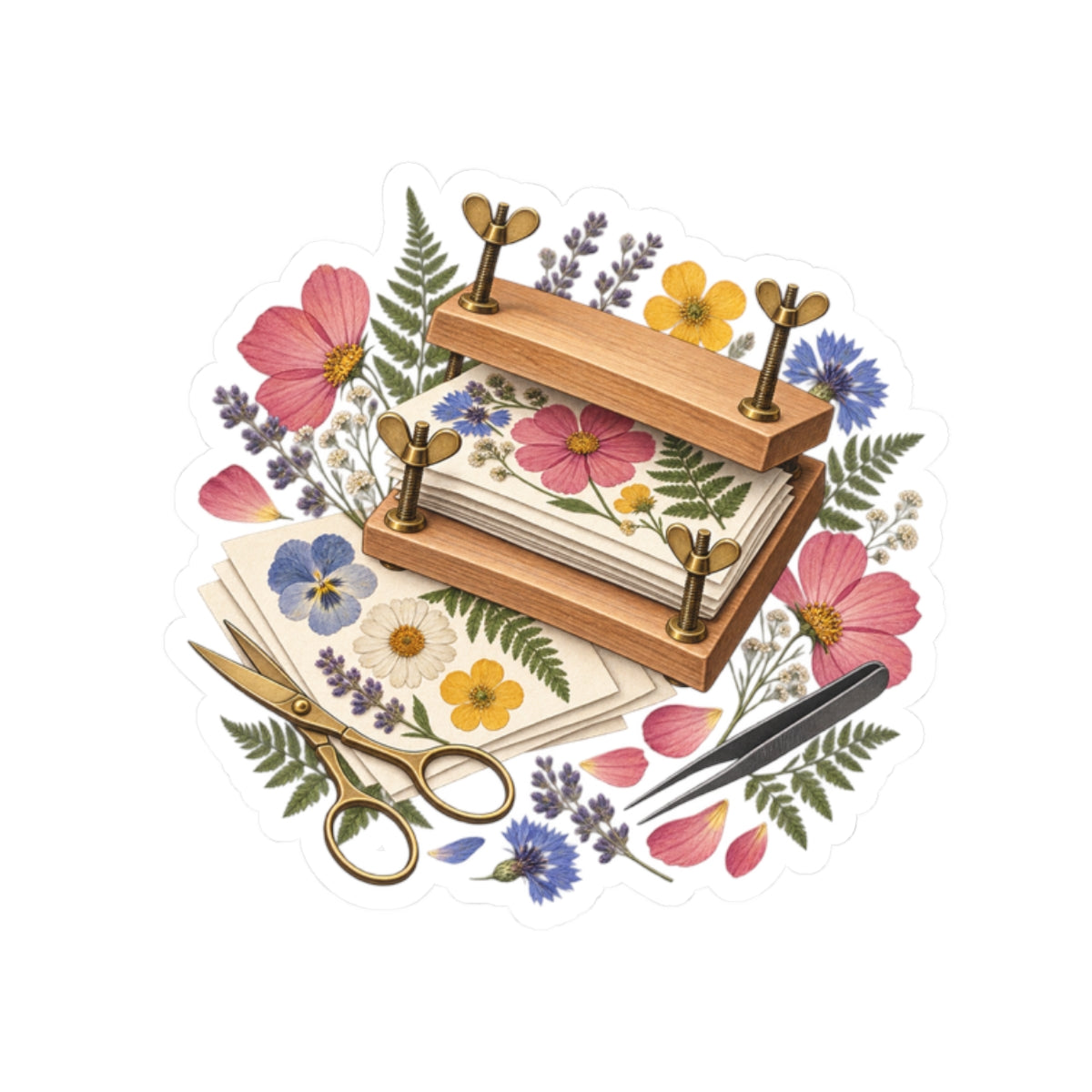 Botanical Flower Press Workshop Sticker