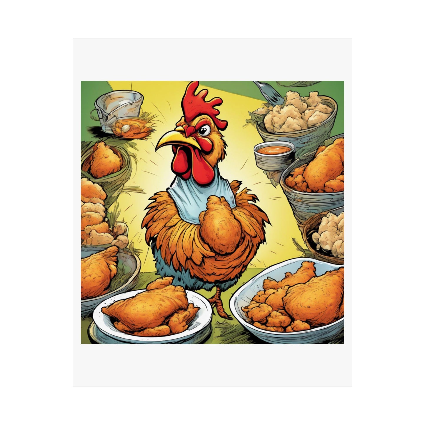 Funny Chicken Fried Food Comfort Food Art Poster