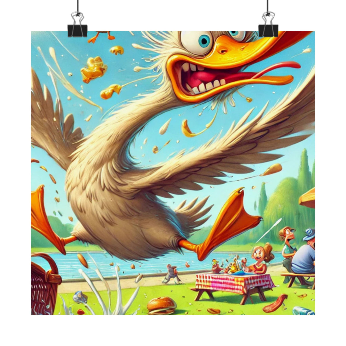 Chaotic Picnic Duck Funny Summer Wall Art Poster