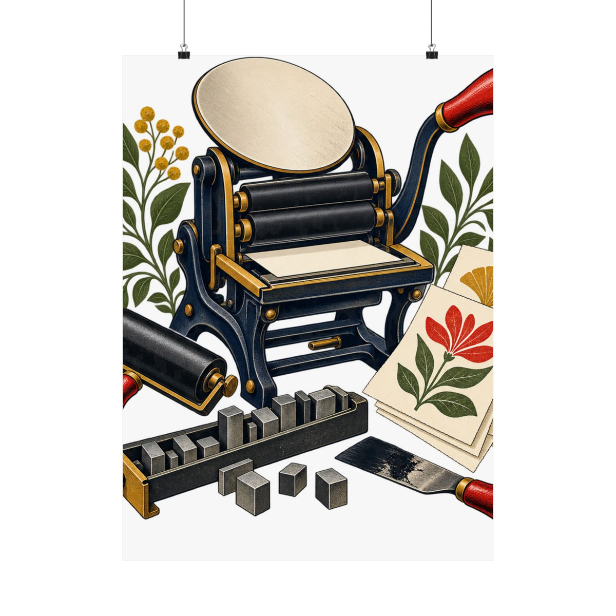 Botanical Letterpress Printshop Poster