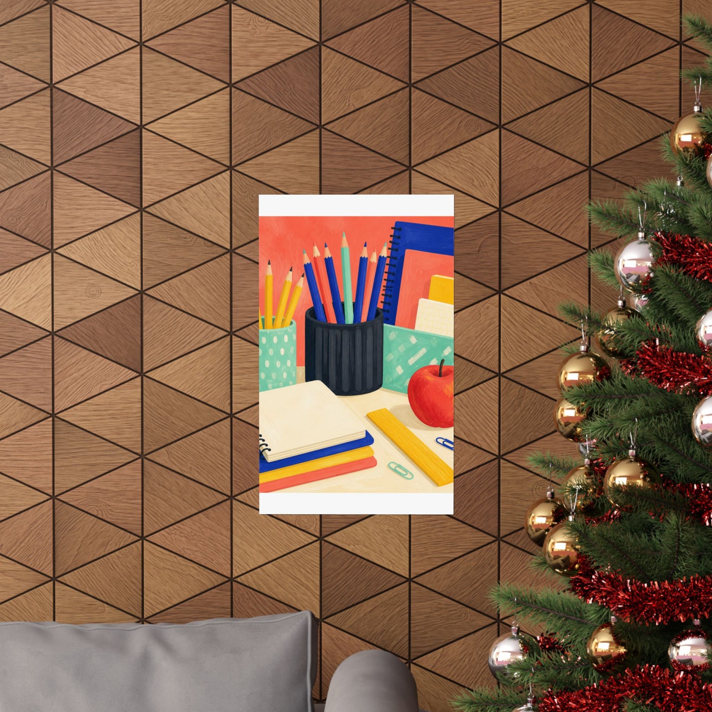 Colorful Teacher Desk Supplies Art Poster