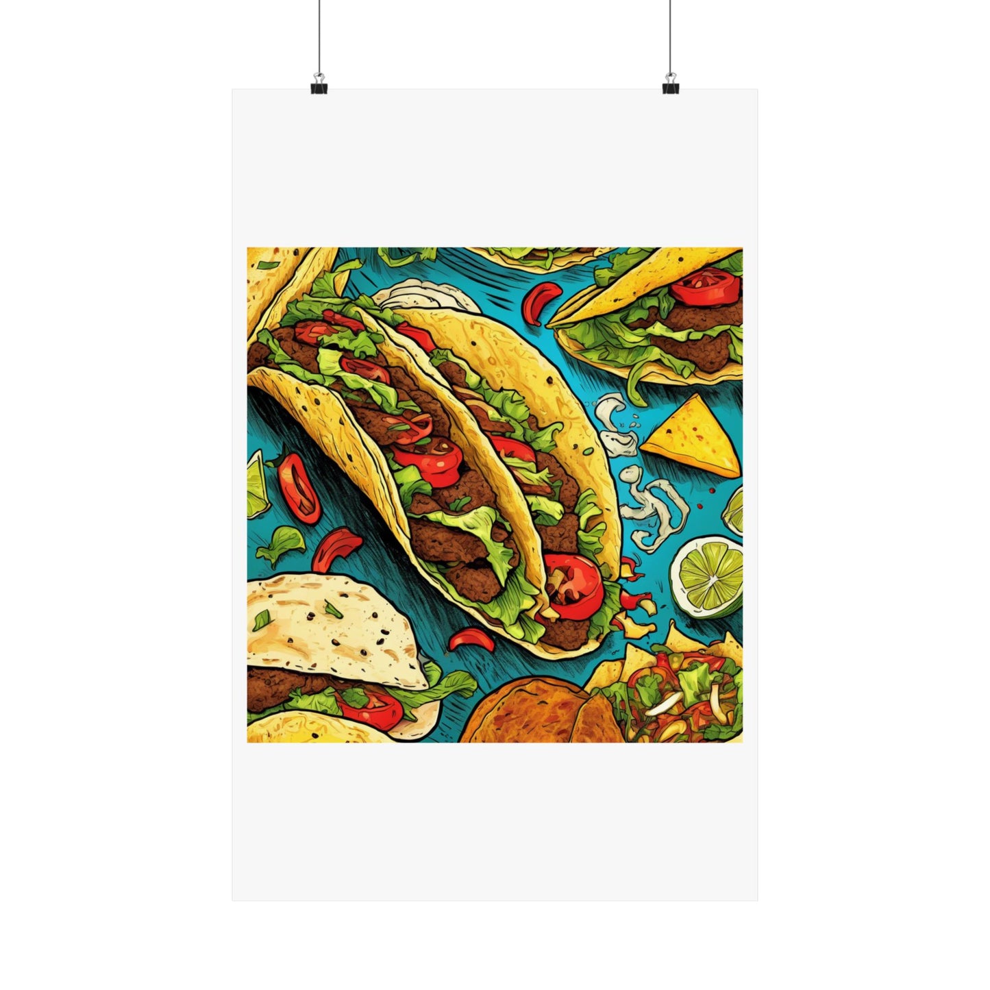 Taco Party Pattern Foodie Gift Art Poster