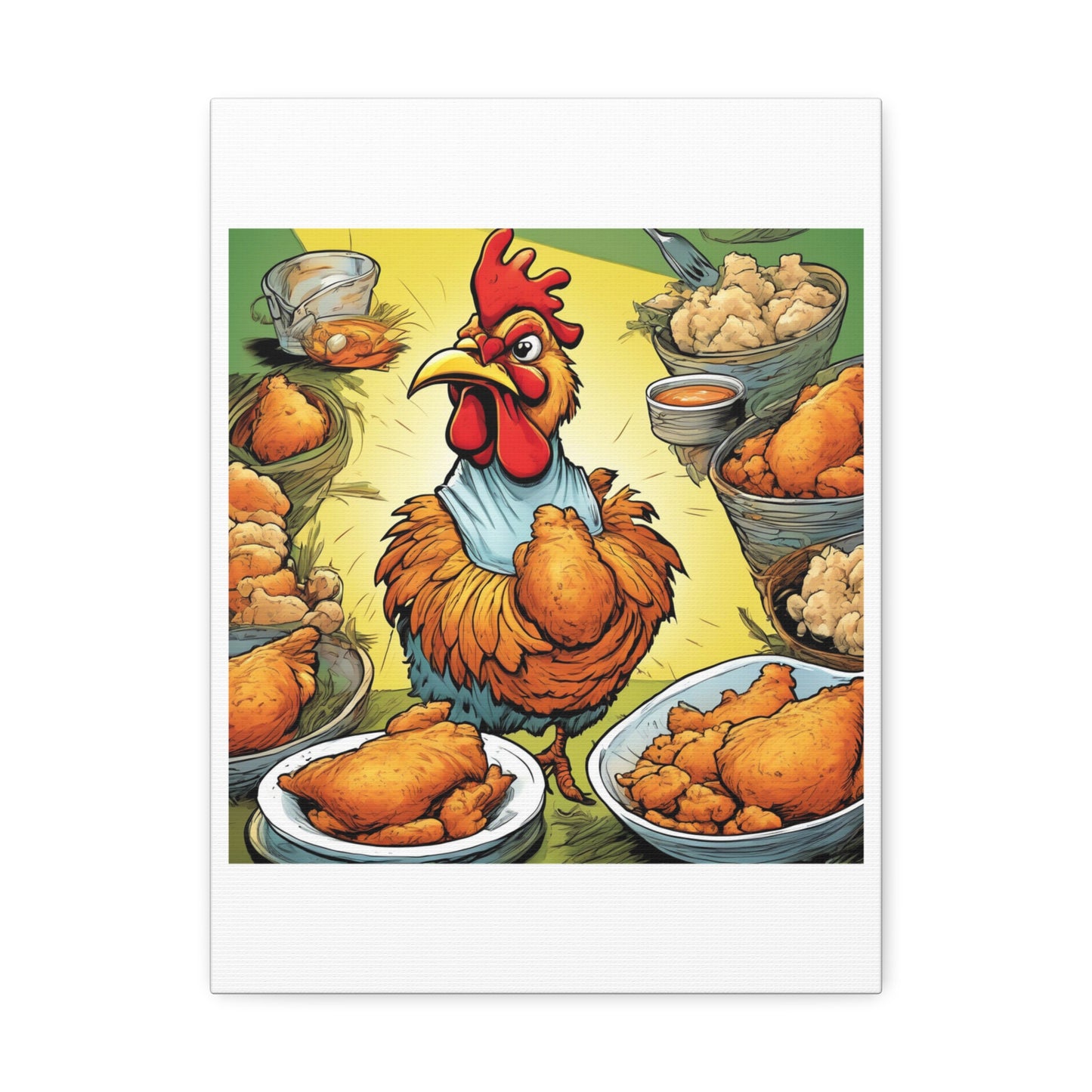 Funny Chicken Fried Food Comfort Food Art Canvas