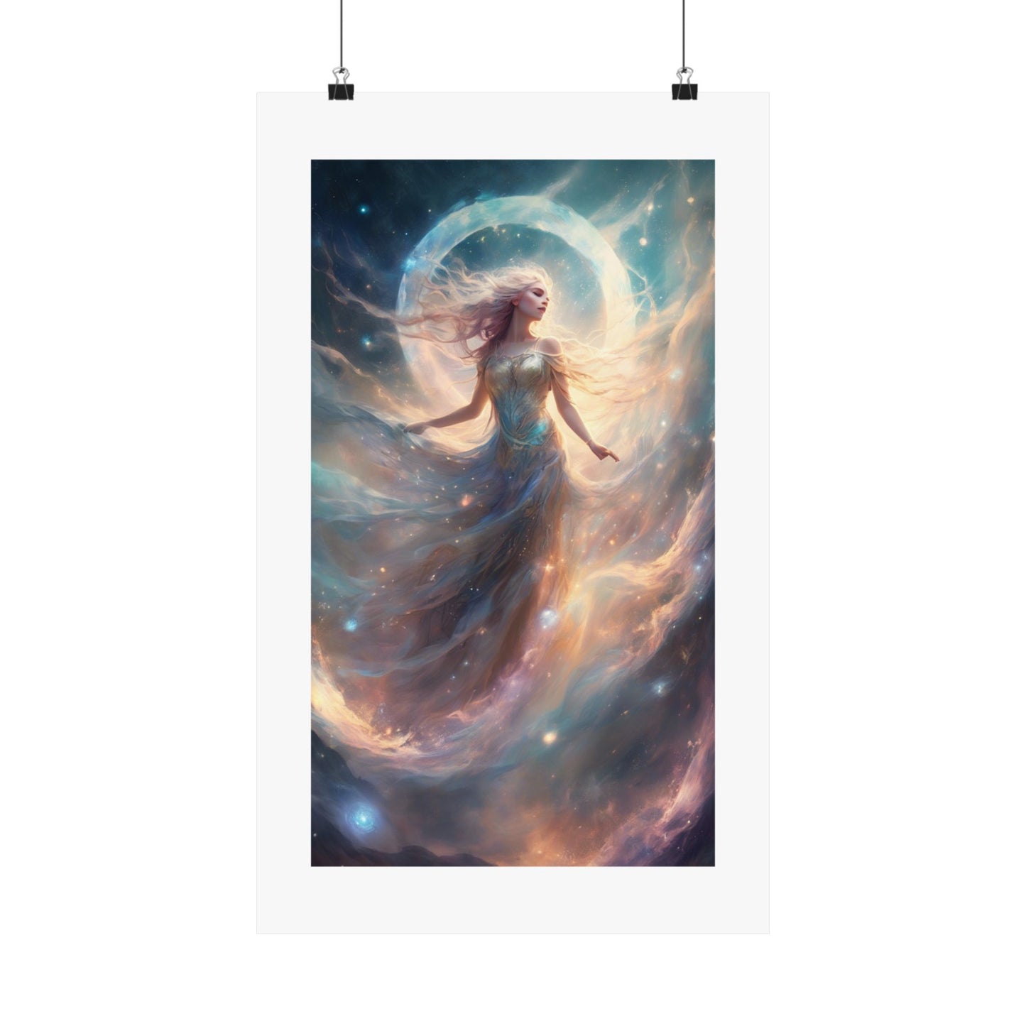 Moonlit Celestial Dancer Fantasy Portrait Poster