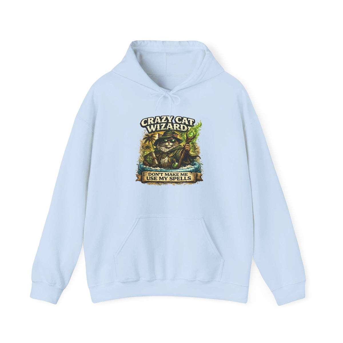 Crazy Cat Wizard Funny Fantasy Magic Hoodie