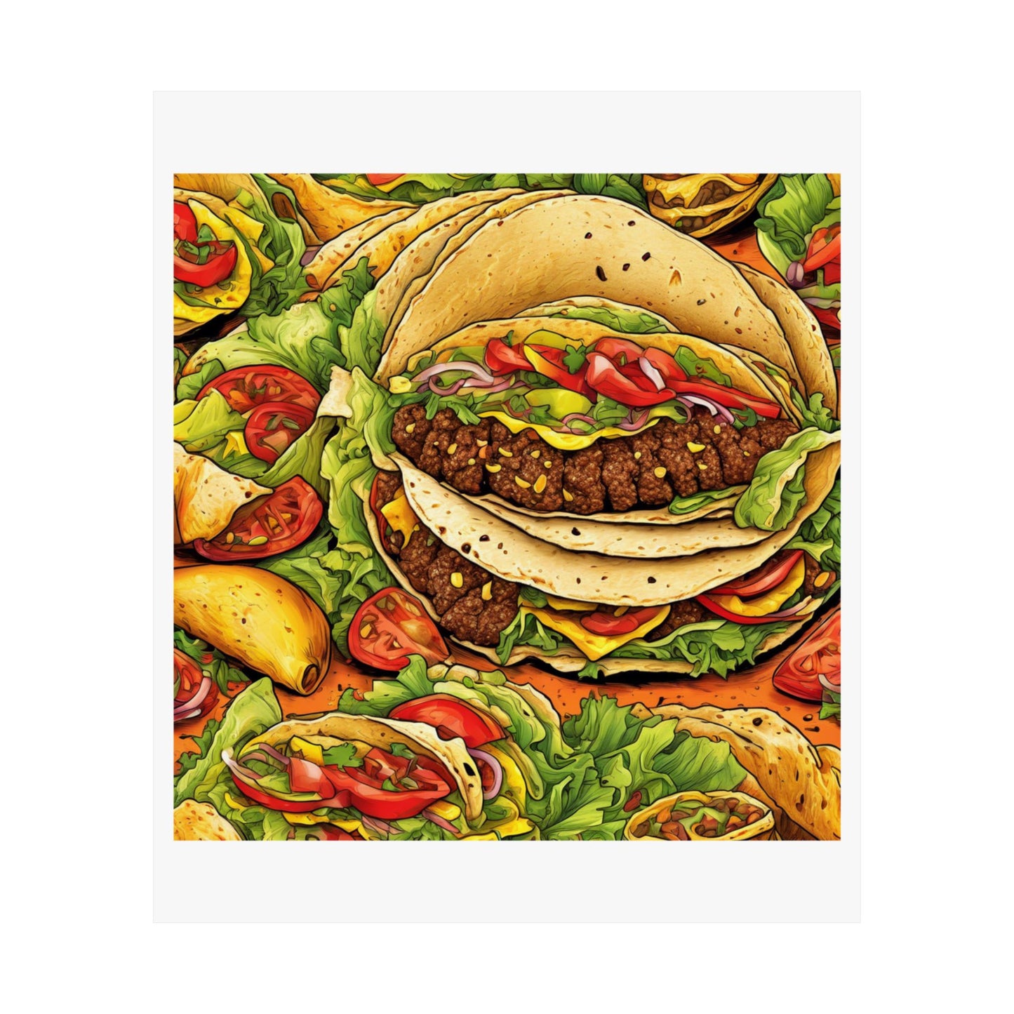 Stacked Taco Fiesta Foodie Gift Art Poster