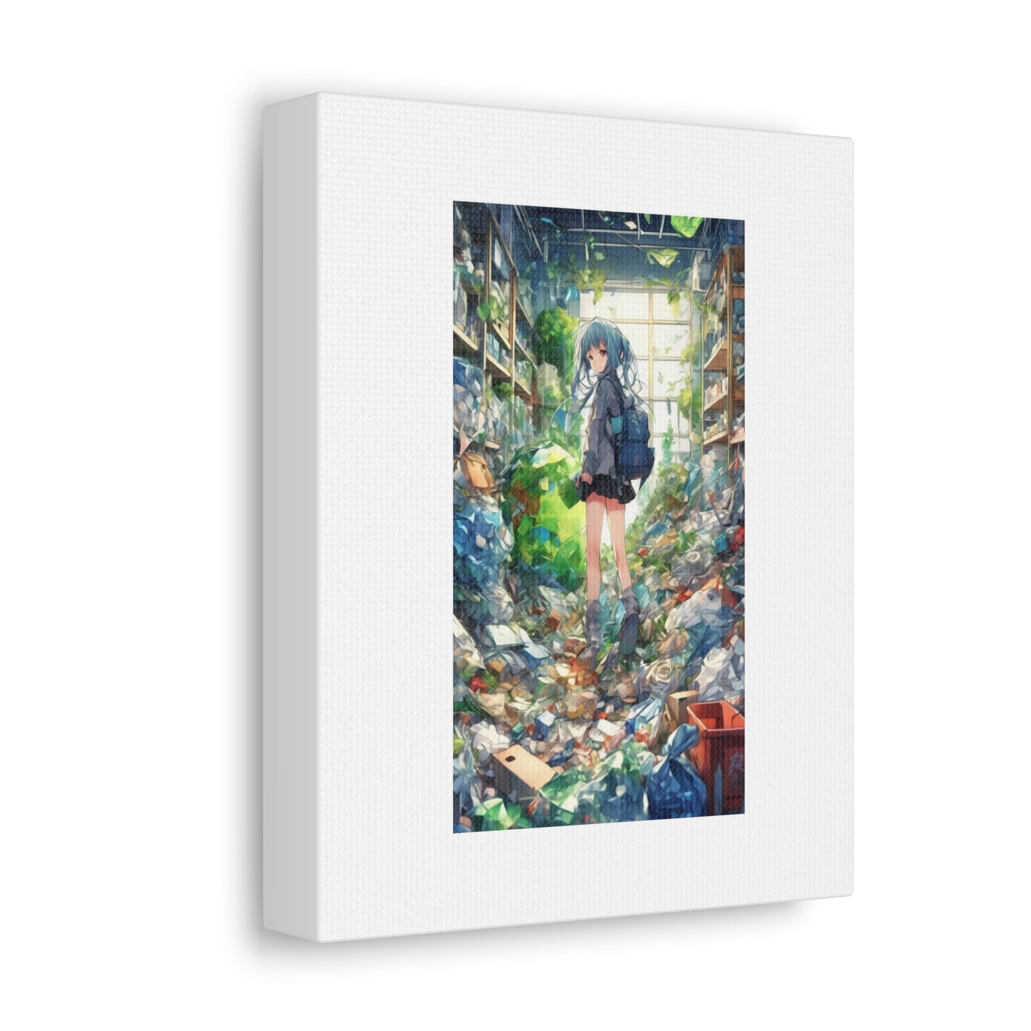 Green Recycling Alley Anime Girl Recycling Alley Canvas