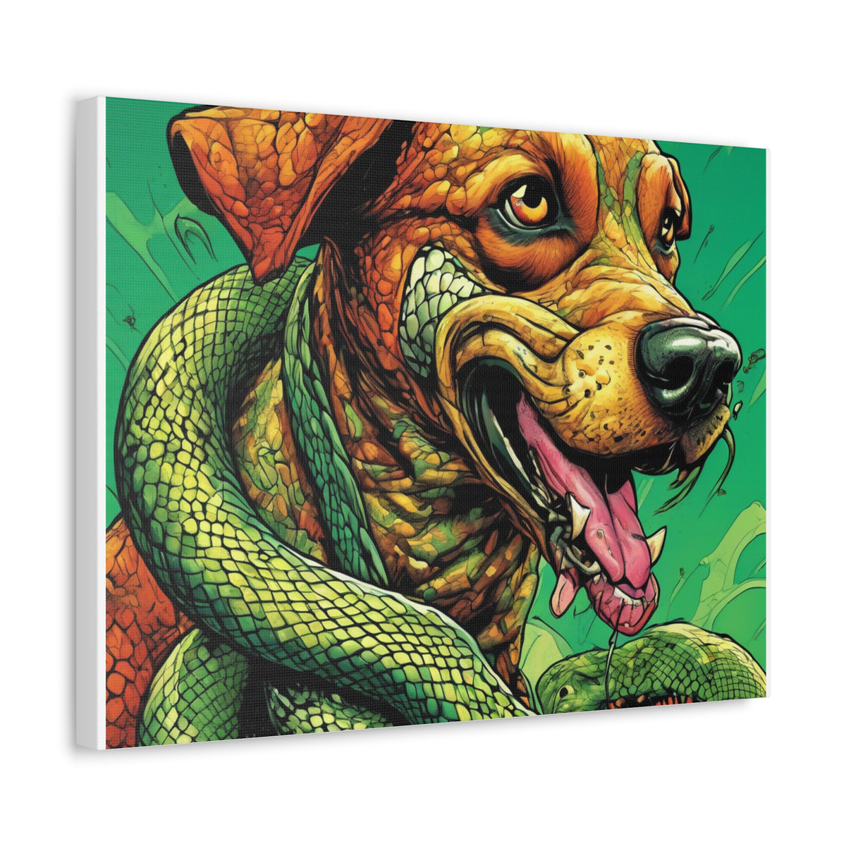 Serpent Guardian Dog Bold Fantasy Creature Canvas Art