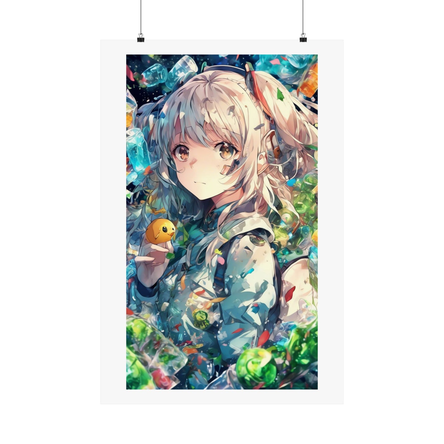 Crystal Bottle Anime Portrait Colorful Wall Poster