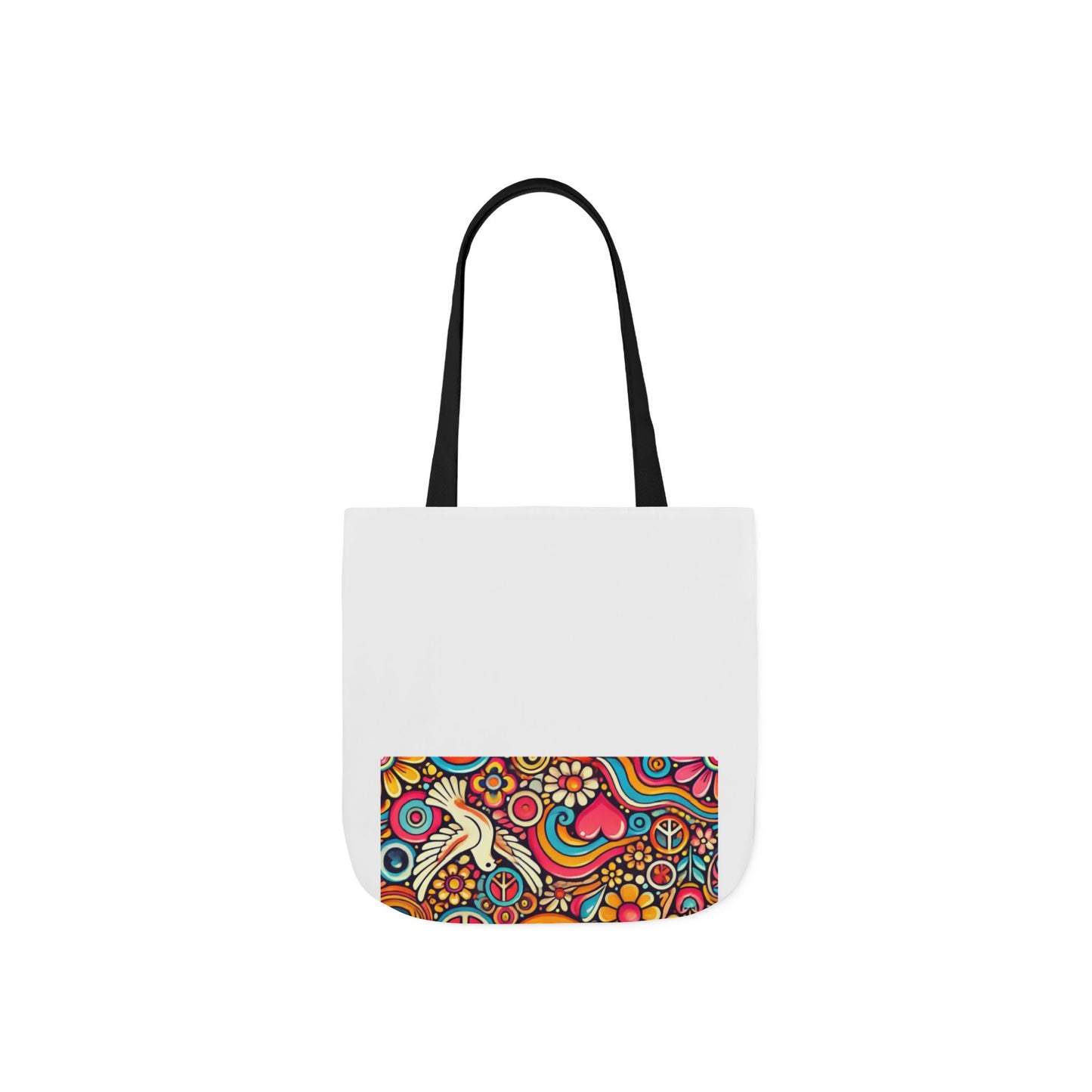 Colorful Peace Floral Pattern Canvas Tote Bag