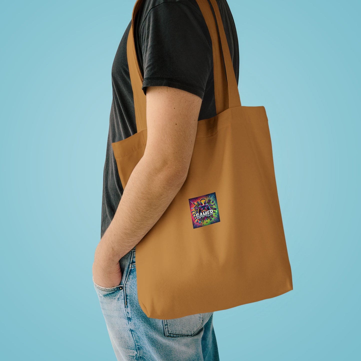 Neon Gamer Energy Retro Arcade Gaming Tote Bag Gift