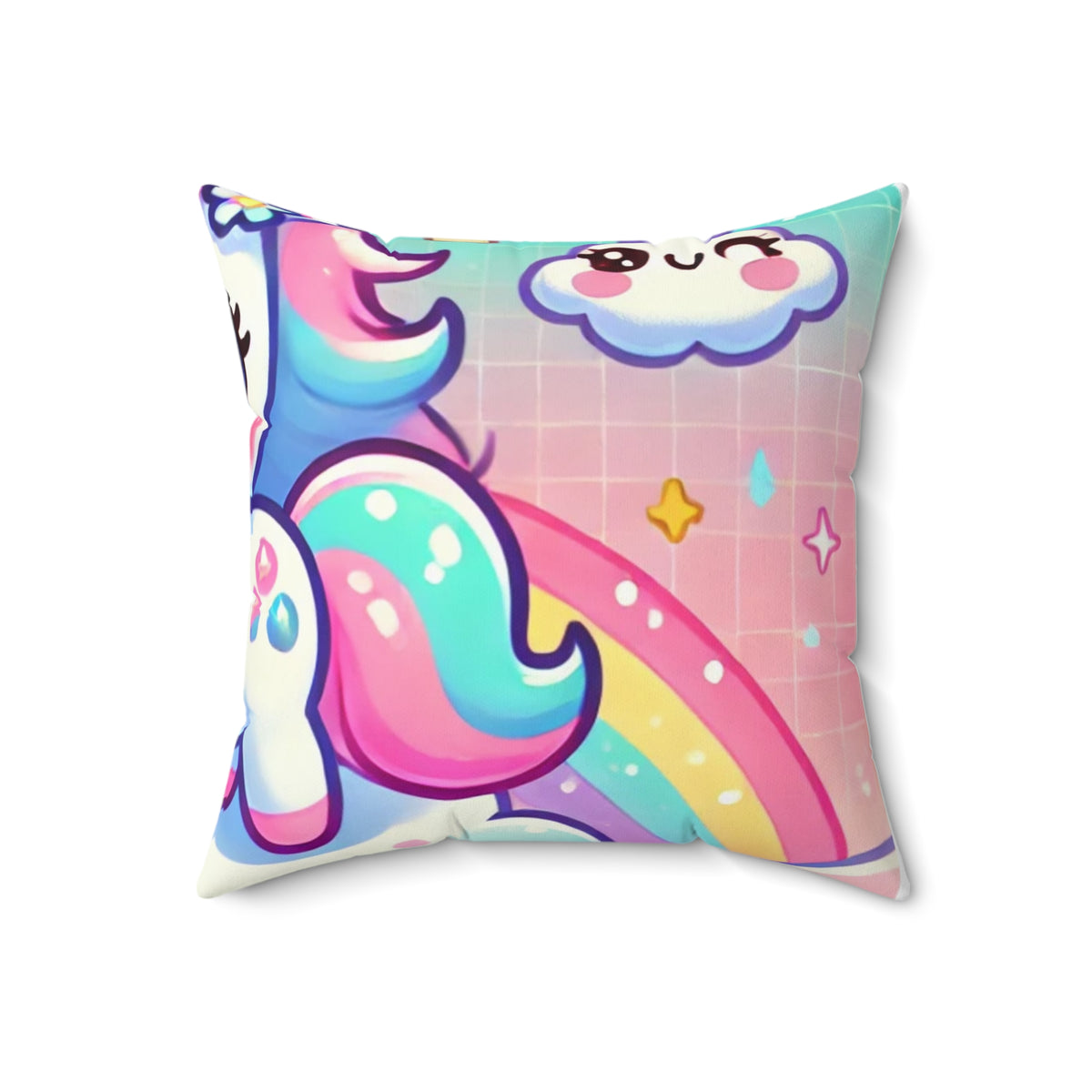 Pastel Rainbow Unicorn Cloud Kawaii Decorative Pillow