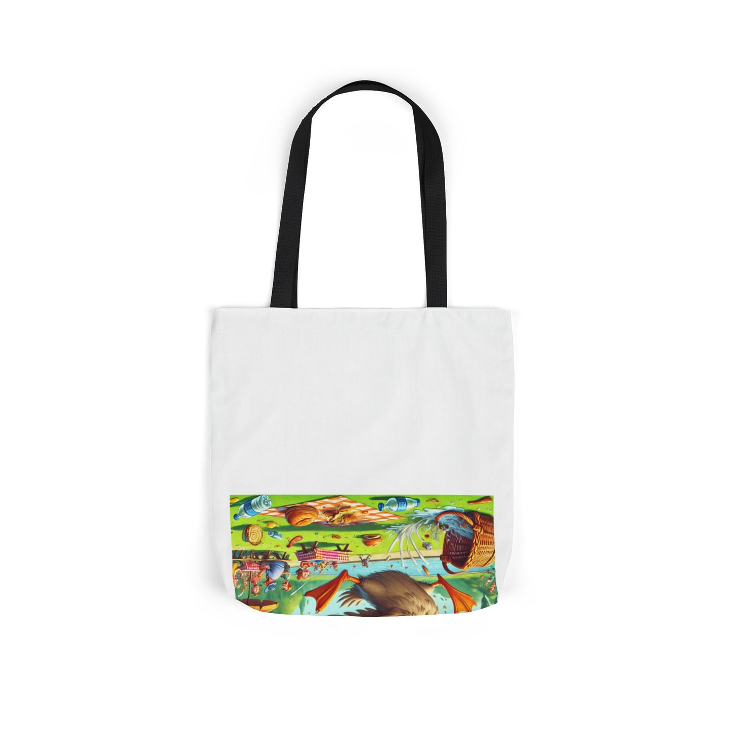 Chaotic Picnic Duck Funny Summer Canvas Tote Bag