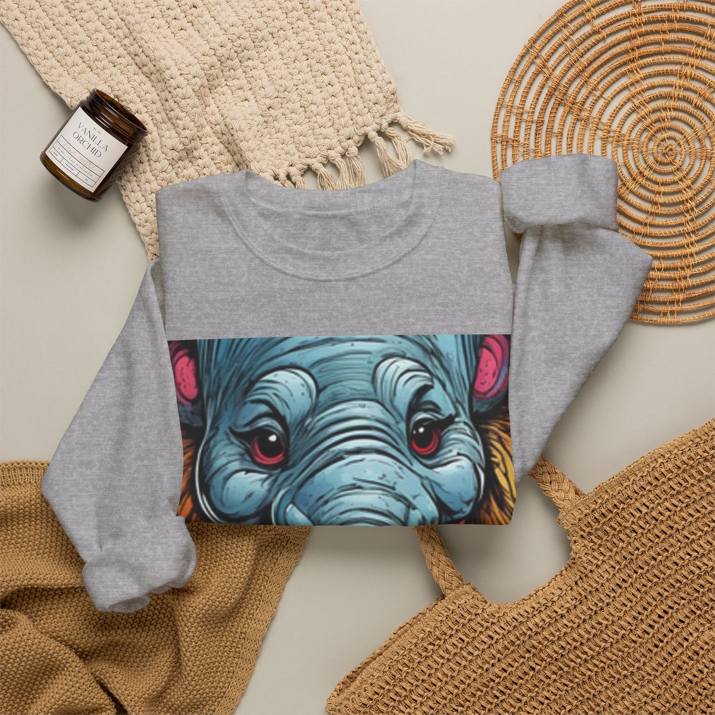 Colorful Elephant Garden Parade Cute Wildlife Art Sweatshirt