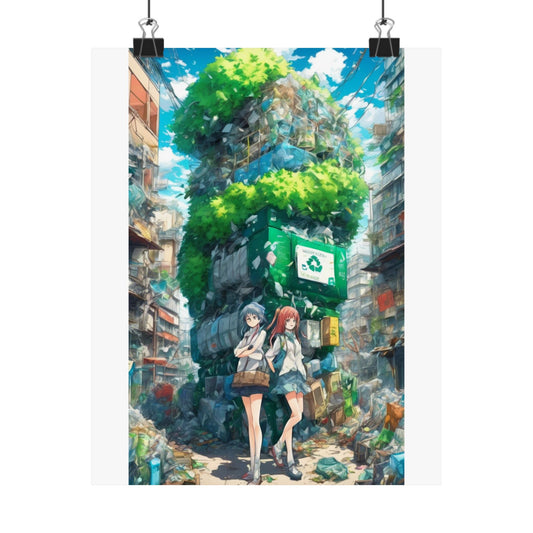 Urban Recycling Anime Friends Green City Wall Poster