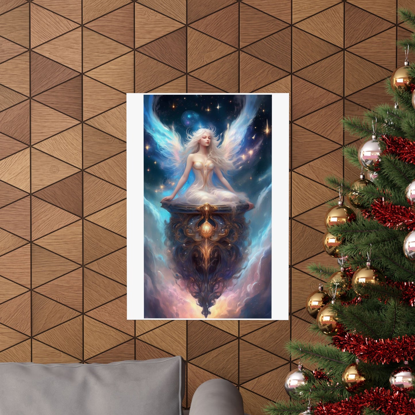 Celestial Winged Meditation Fantasy Portrait Poster
