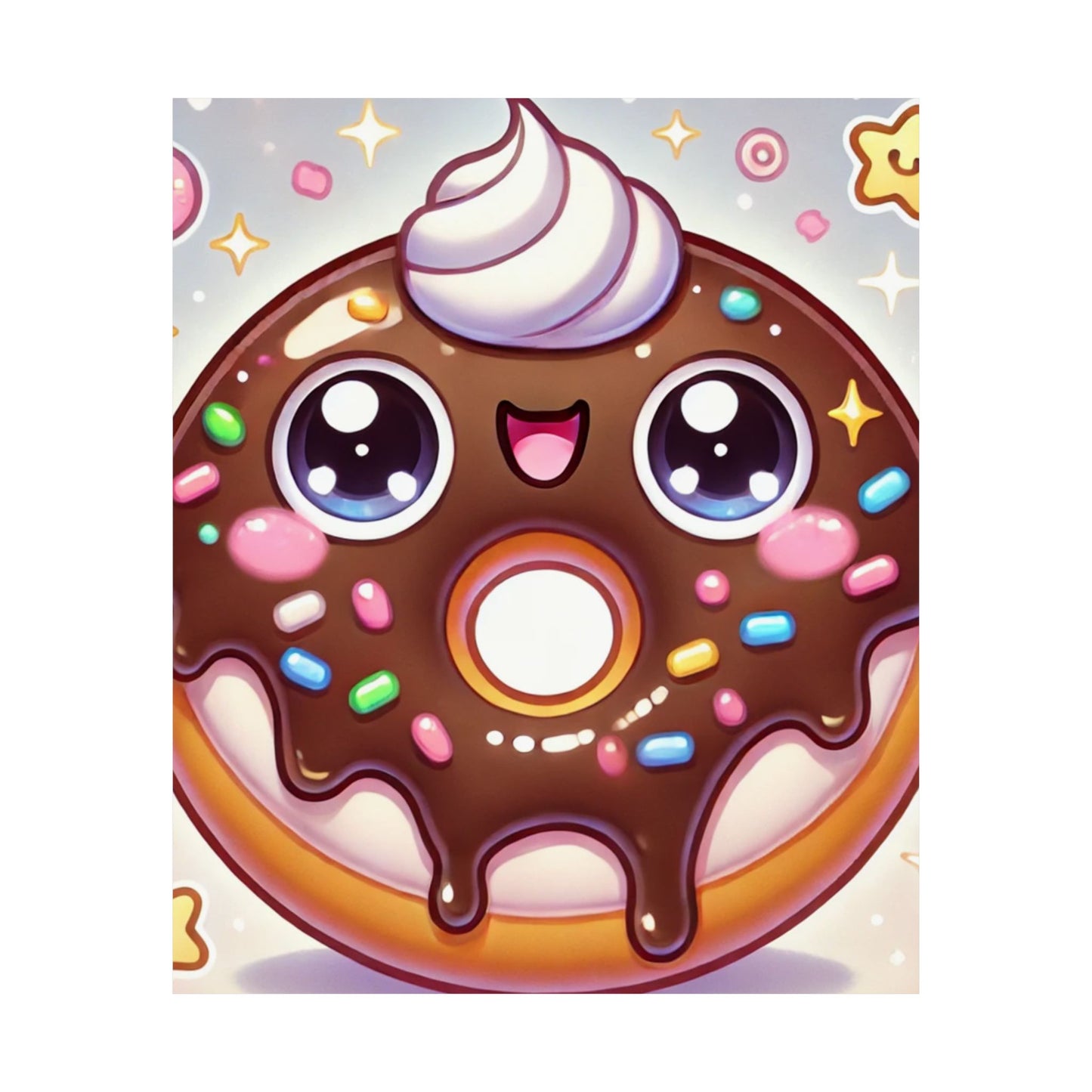 Kawaii Chocolate Donut Cute Dessert Art Poster