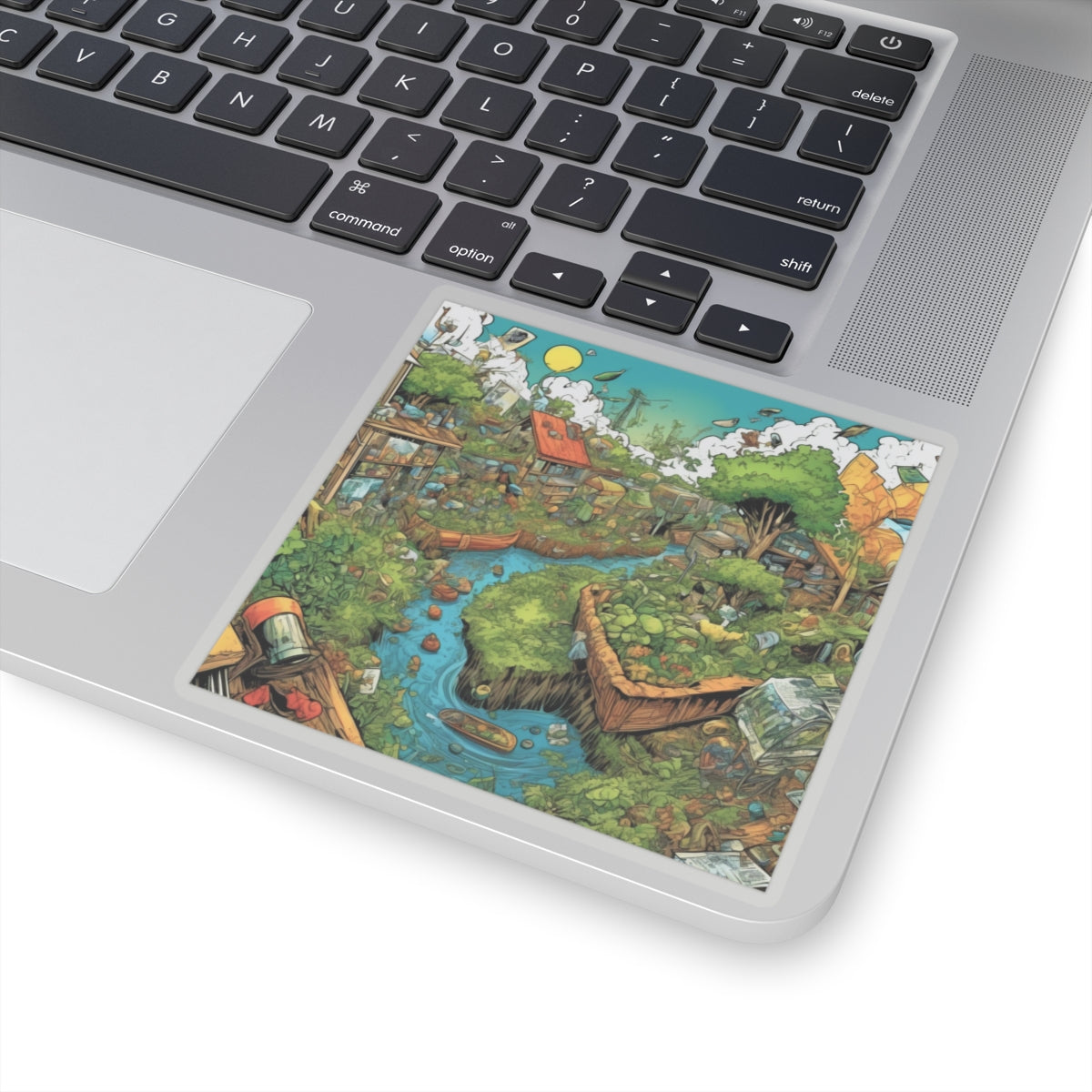 Whimsical Garden Stream Nature Gift Art Sticker