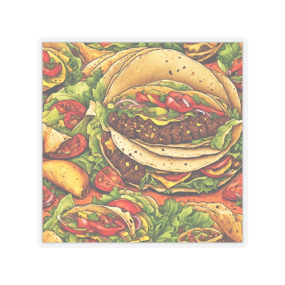 Stacked Taco Fiesta Foodie Gift Art Sticker