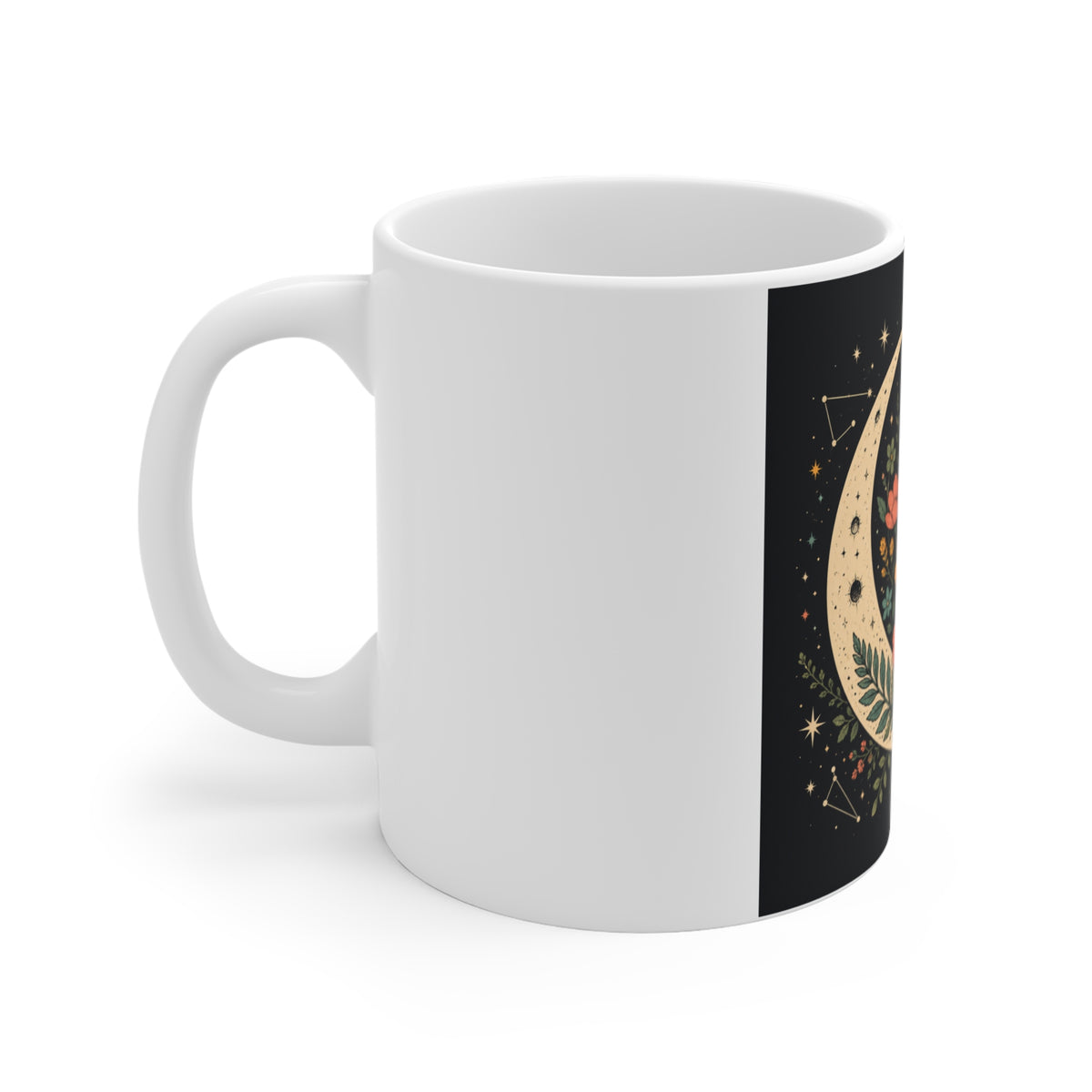 Celestial Wildflower Crescent Moon Botanical Coffee Mug