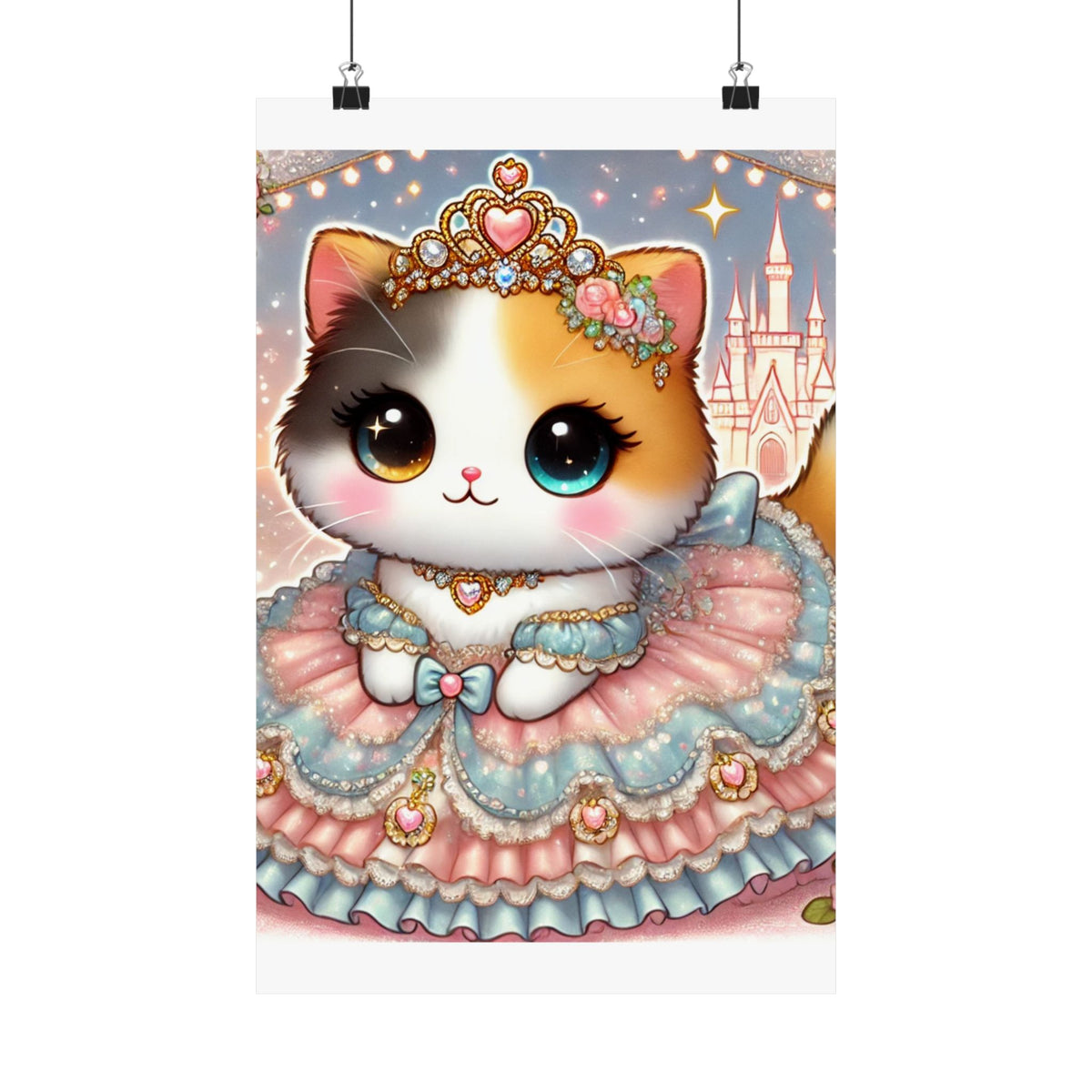 Pastel Princess Calico Cat Fantasy Wall Art Poster