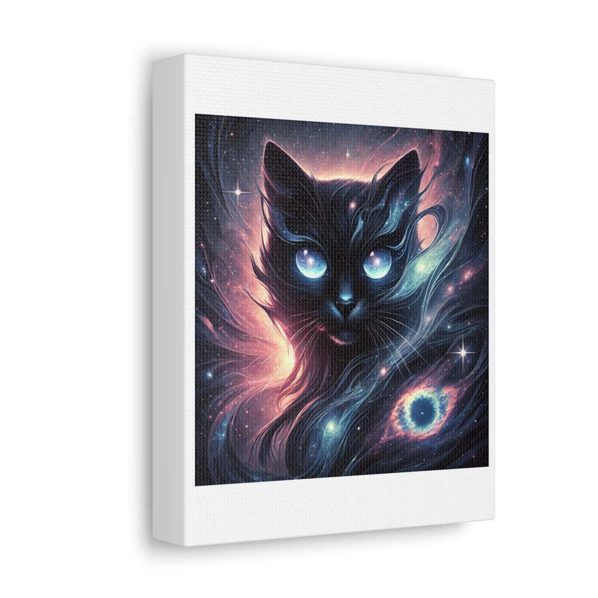 Cosmic Black Cat Galaxy Celestial Canvas Wall Art