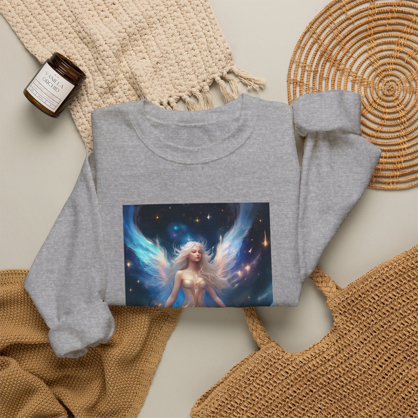 Celestial Winged Meditation Fantasy Portrait Sweatshirt