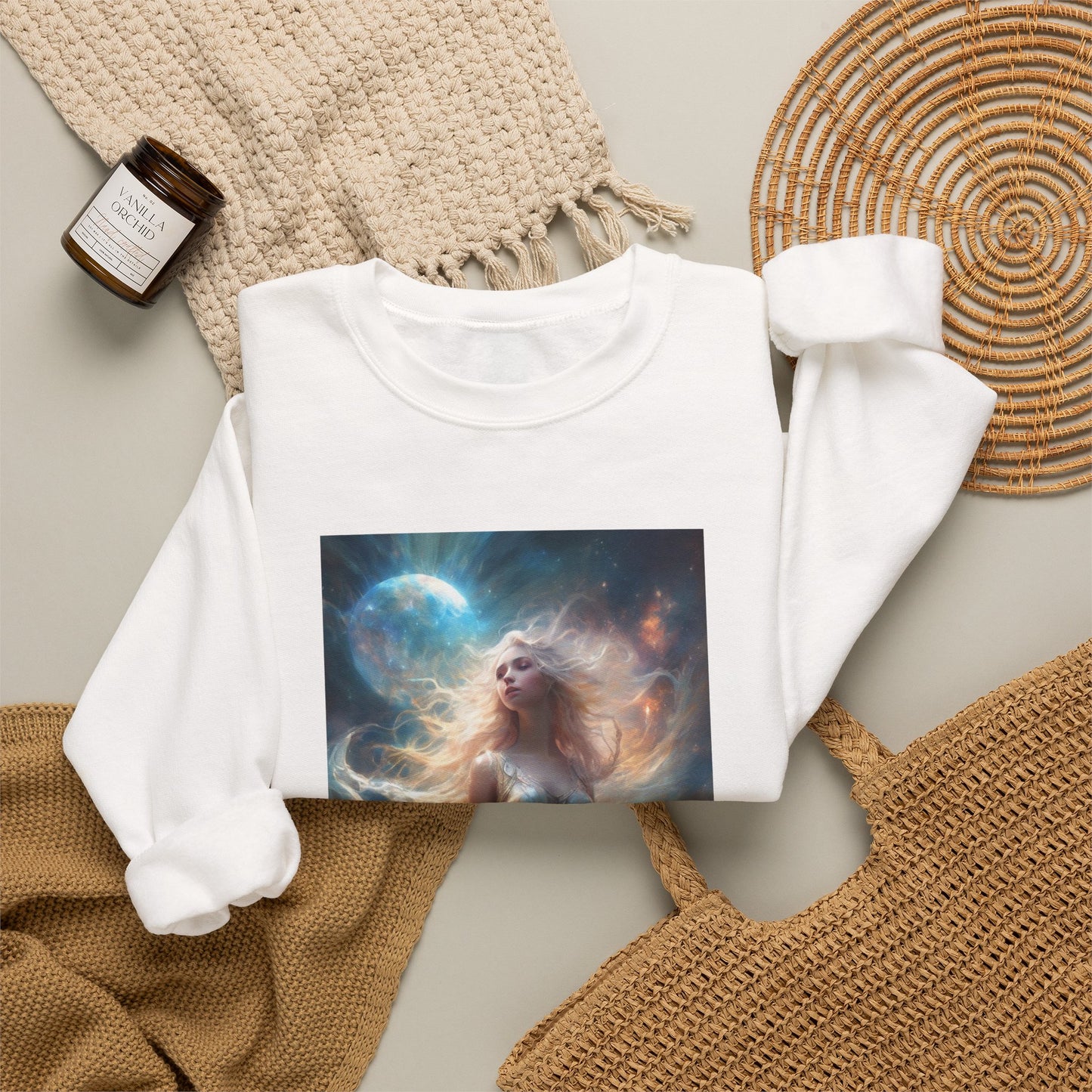 Moonlit Celestial Maiden Fantasy Portrait Sweatshirt