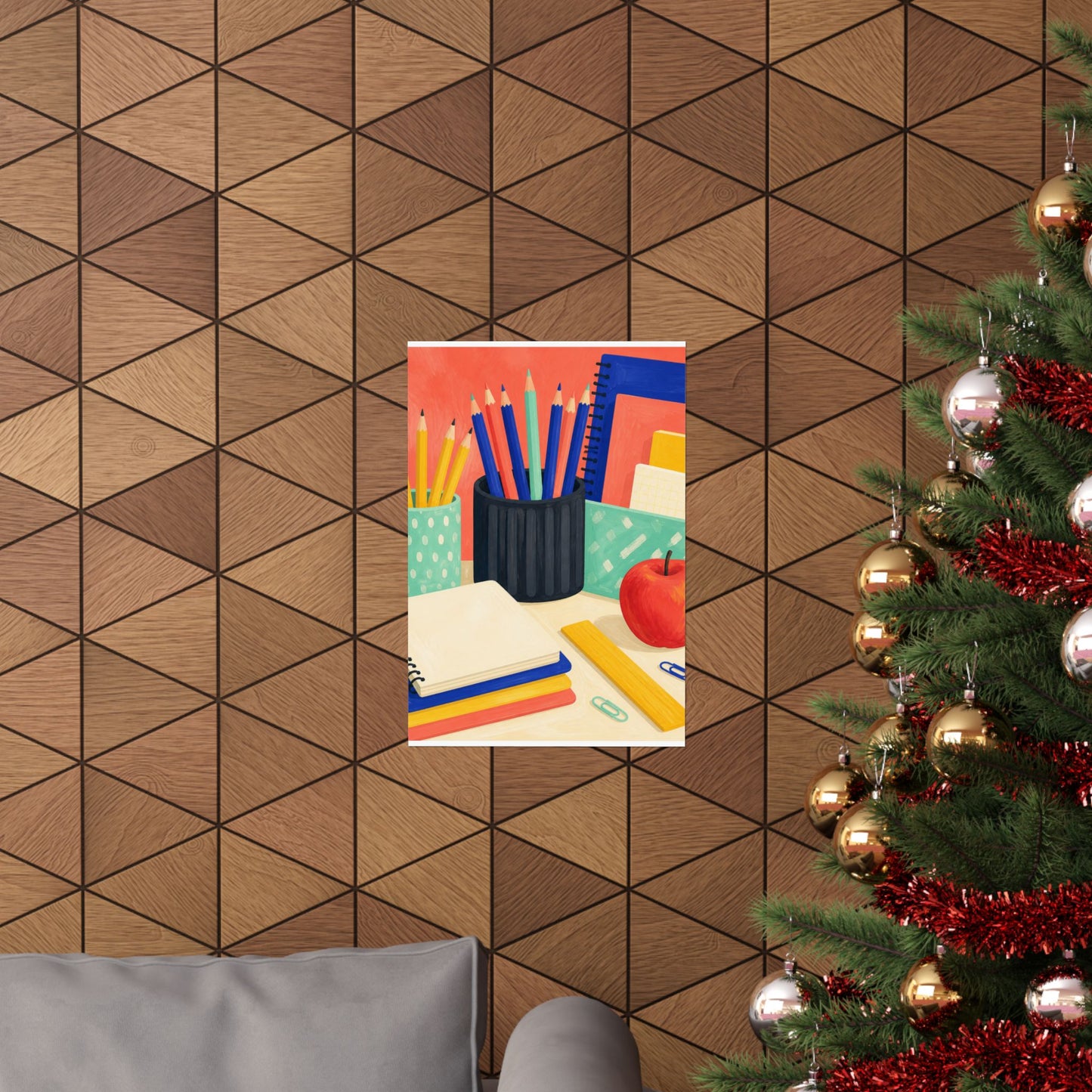 Colorful Teacher Desk Supplies Art Poster