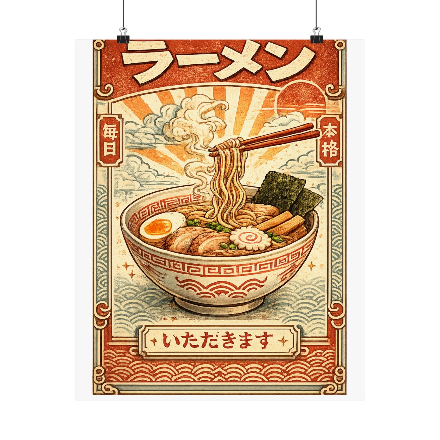 Vintage Ramen Bowl Japanese Food Art Poster