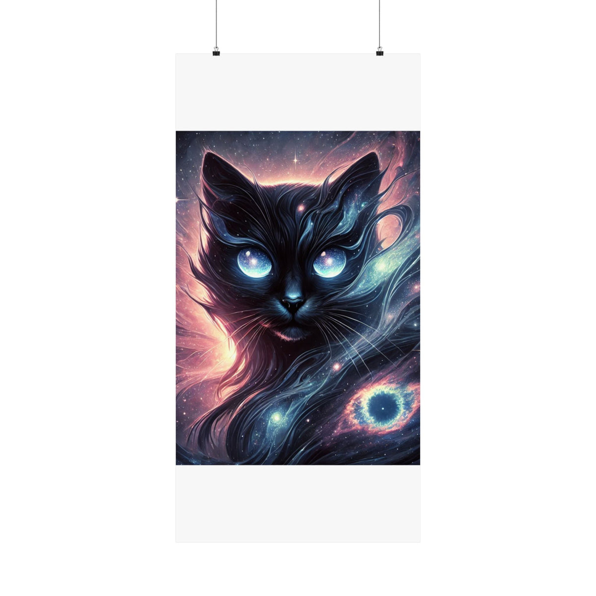 Cosmic Black Cat Galaxy Celestial Wall Art Poster