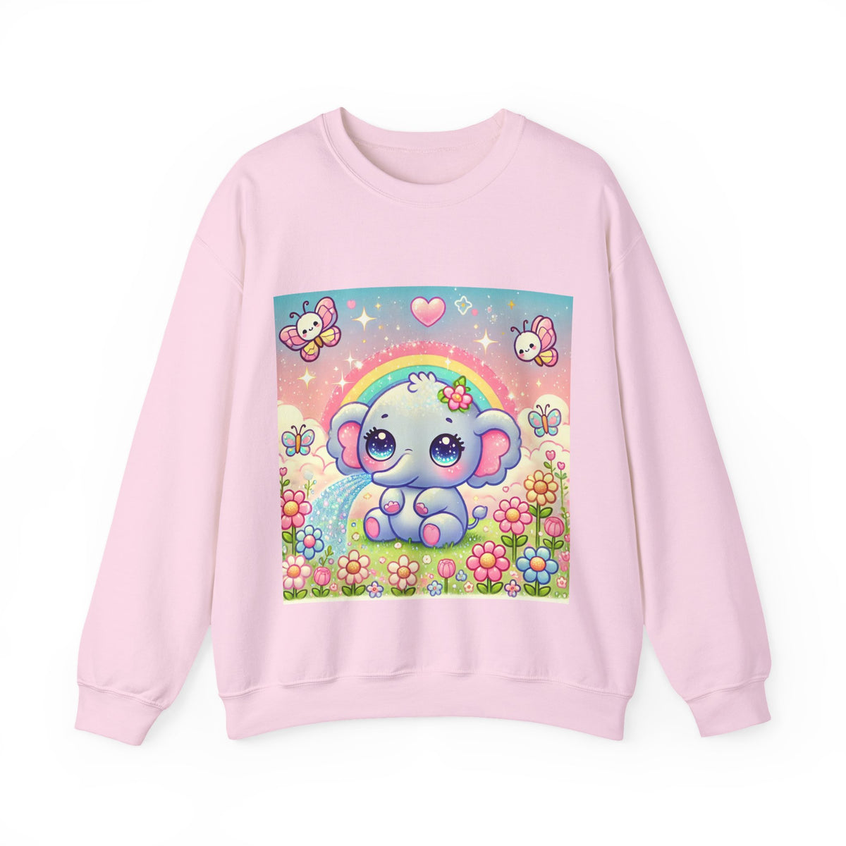 Pastel Rainbow Baby Elephant Floral Sweatshirt