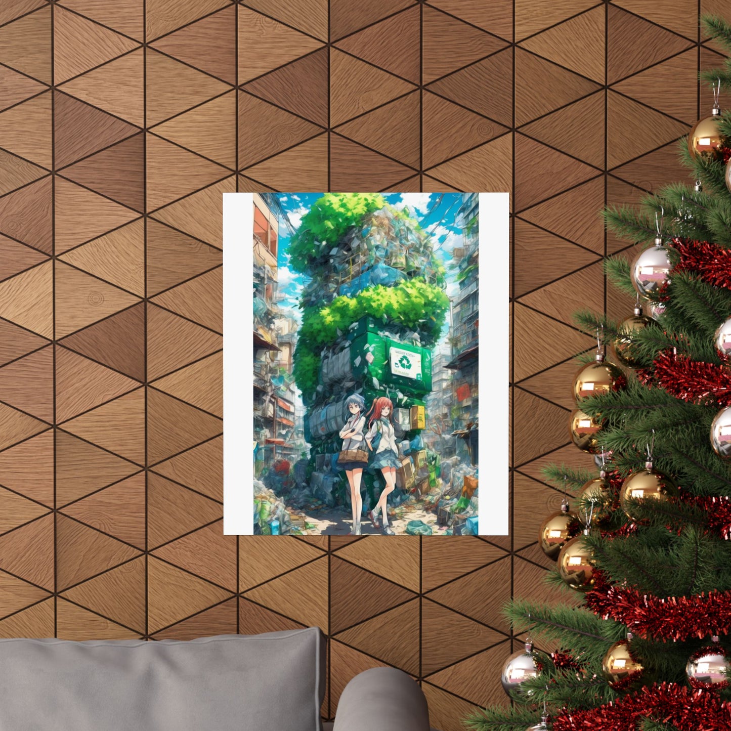 Urban Recycling Anime Friends Green City Wall Poster