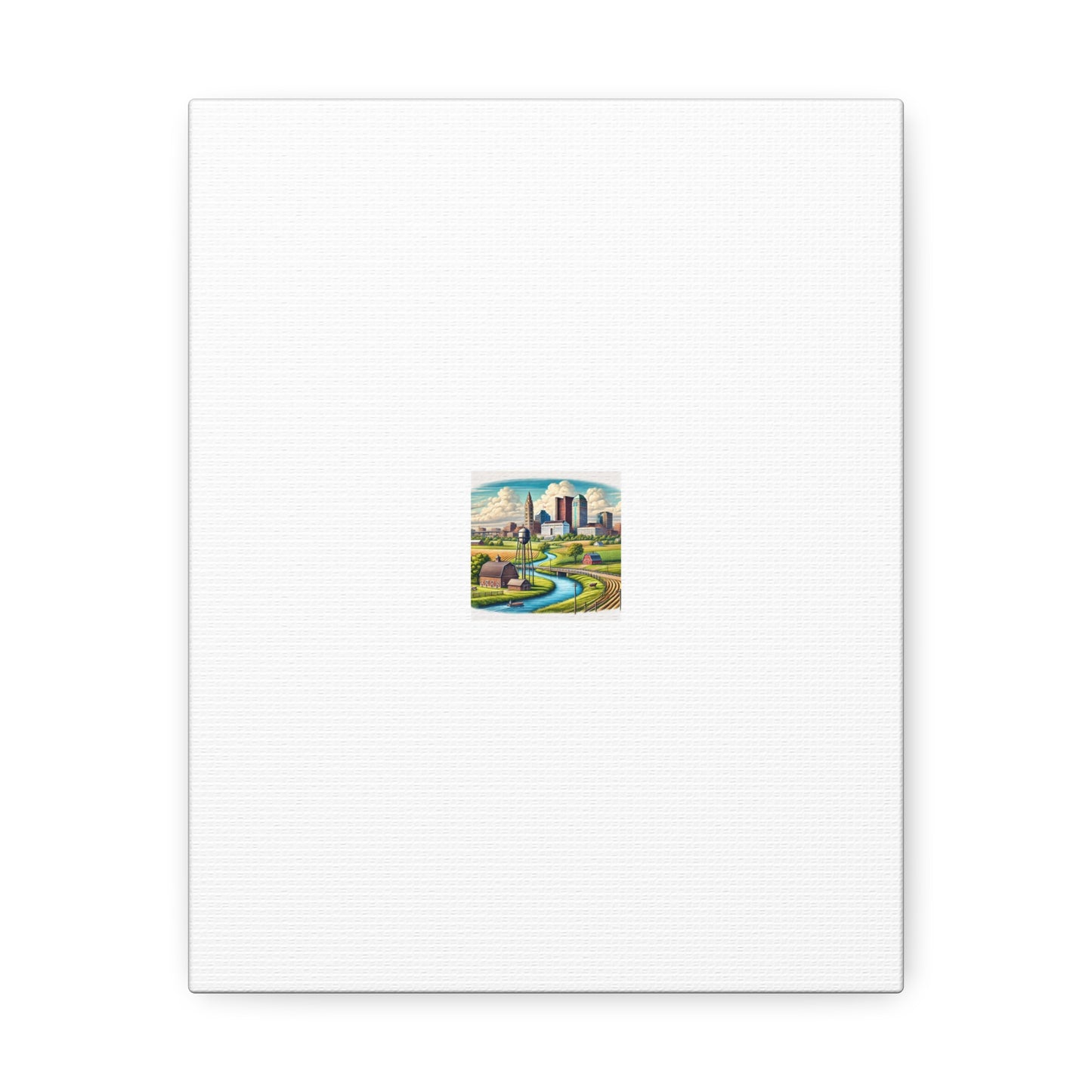 Rural River City Skyline Hometown Landscape Canvas Wall Art
