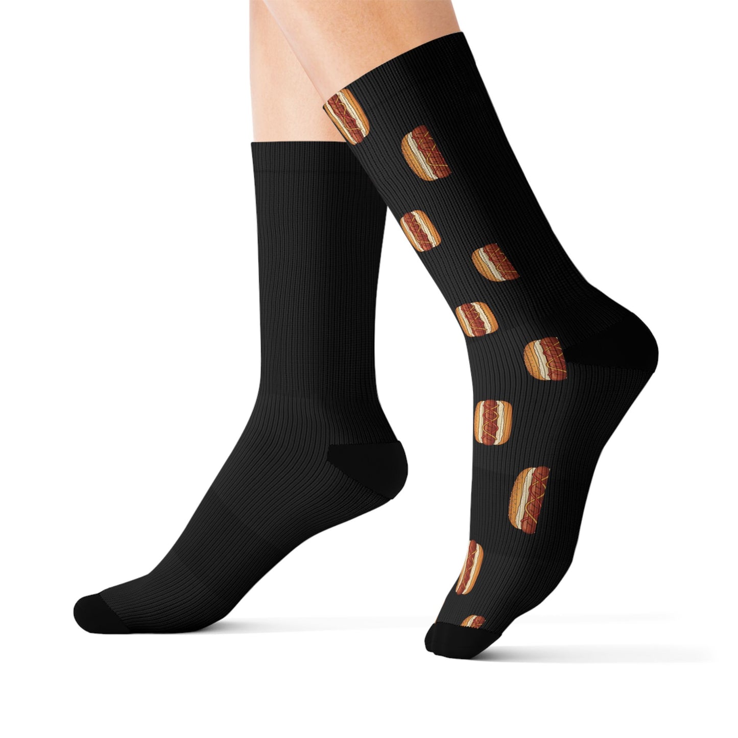 Funny Hot Dog Socks, Food Print Crew Socks, Novelty Sausage Pattern Socks for Men Women Gift