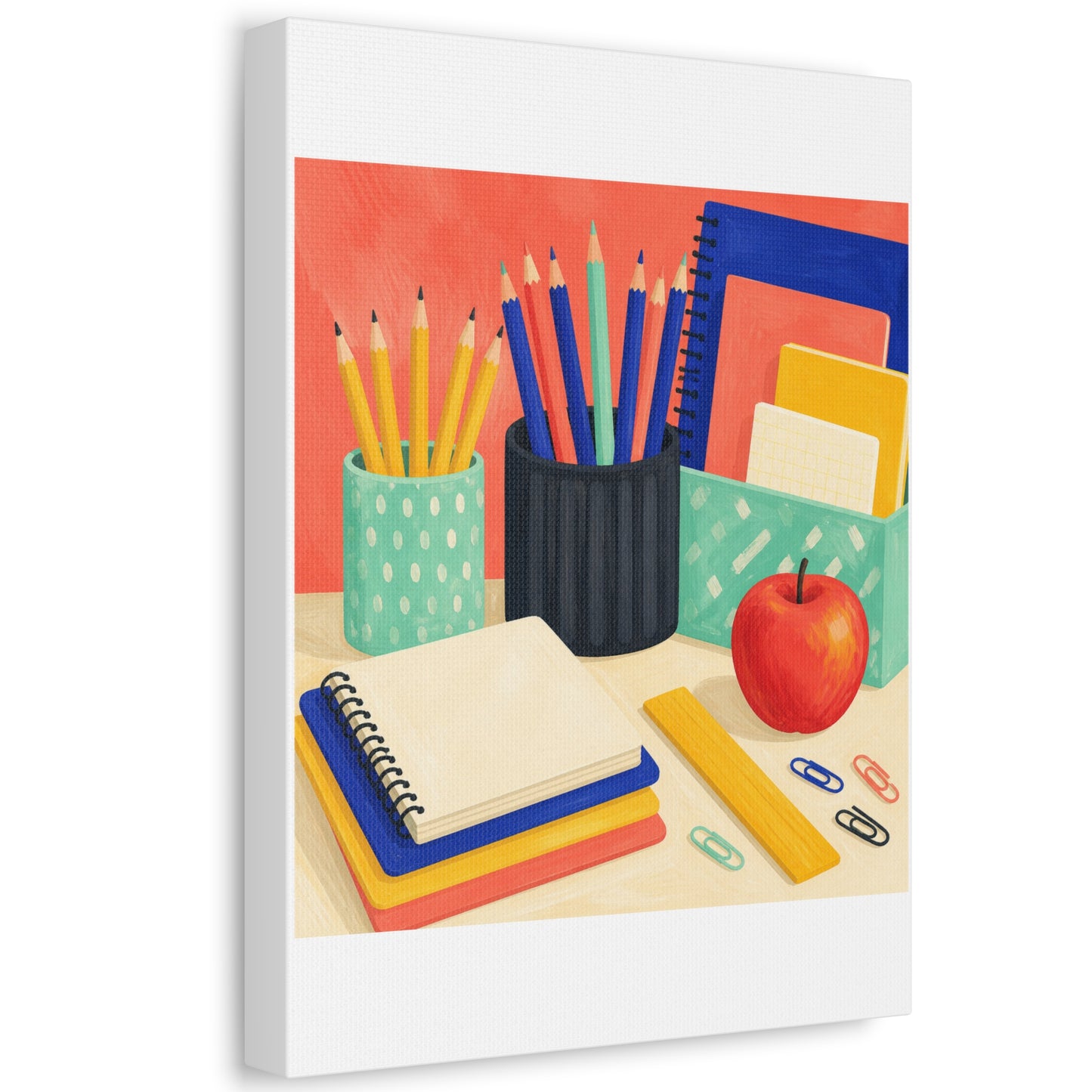 Colorful Teacher Desk Supplies Art Canvas Art