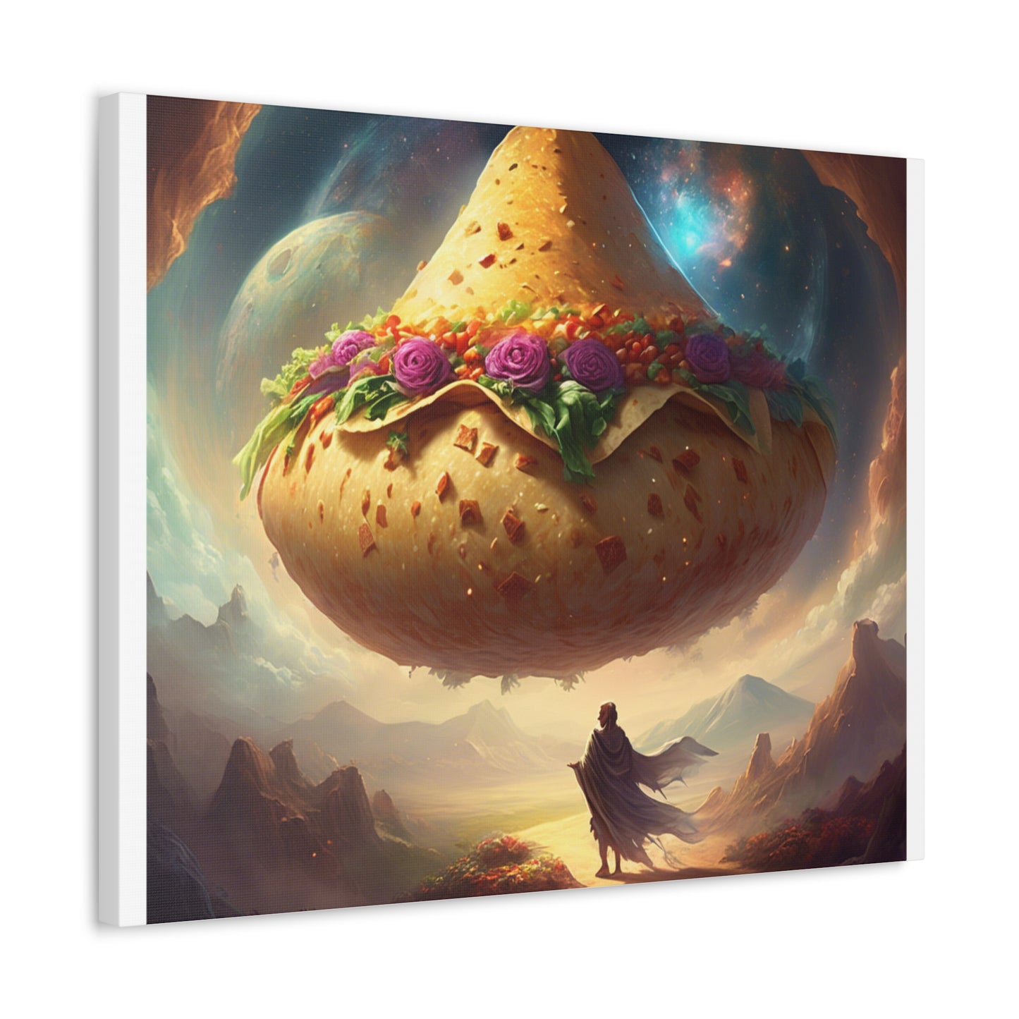 Cosmic Taco Planetoid Surreal Food Fantasy Art Canvas